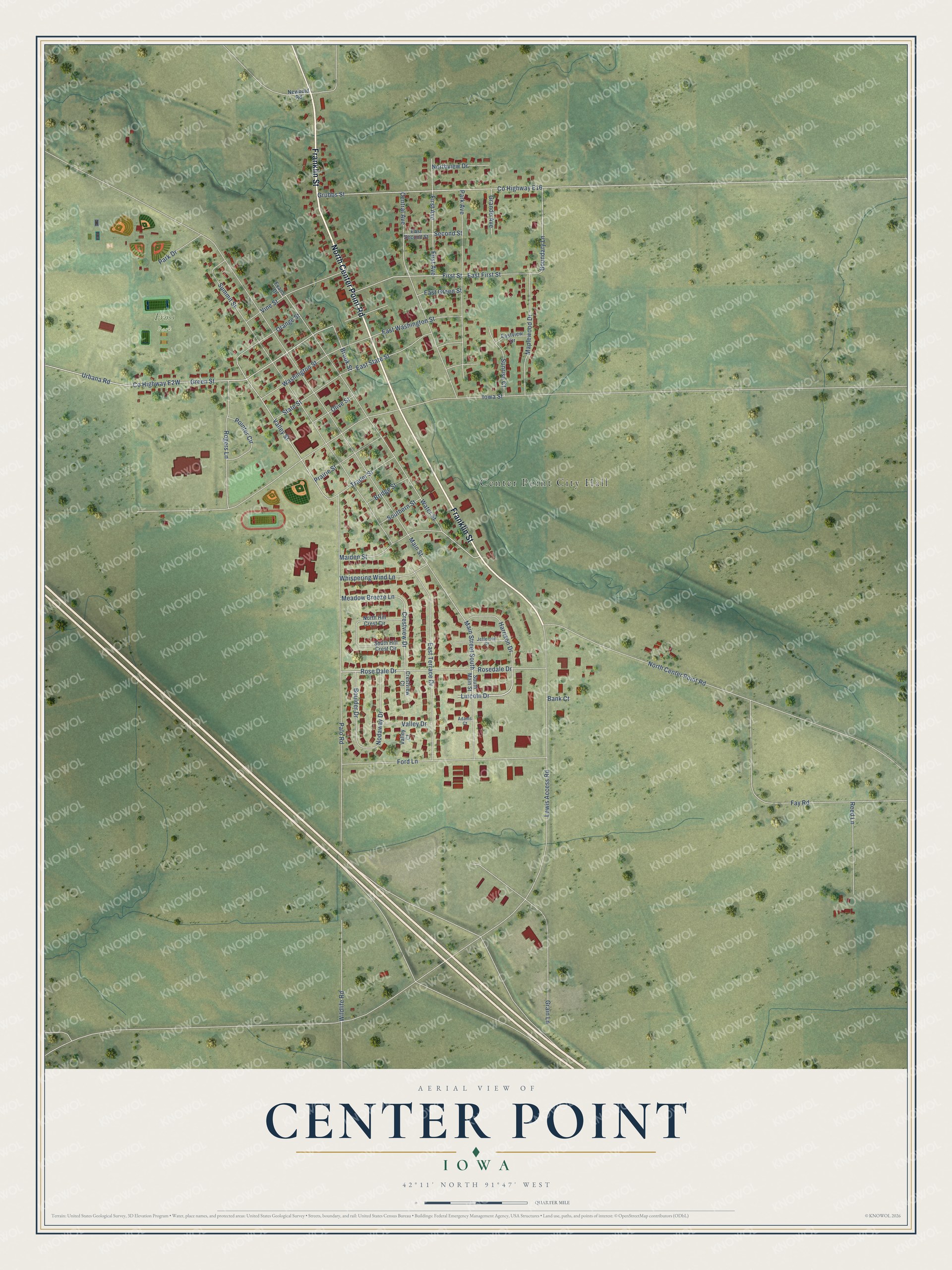 Watermarked full-map preview of Center Point, Iowa