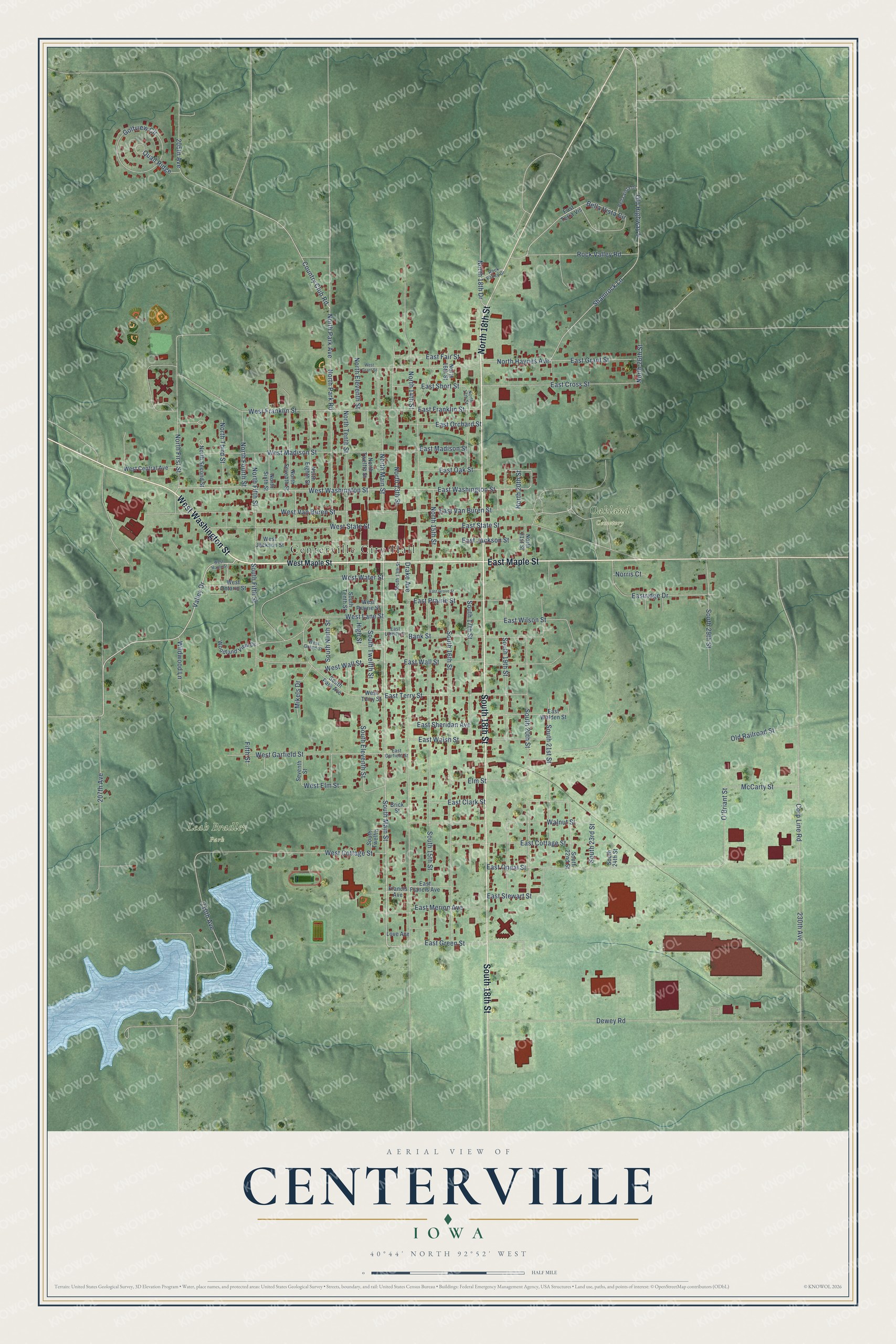 Watermarked full-map preview of Centerville, Iowa