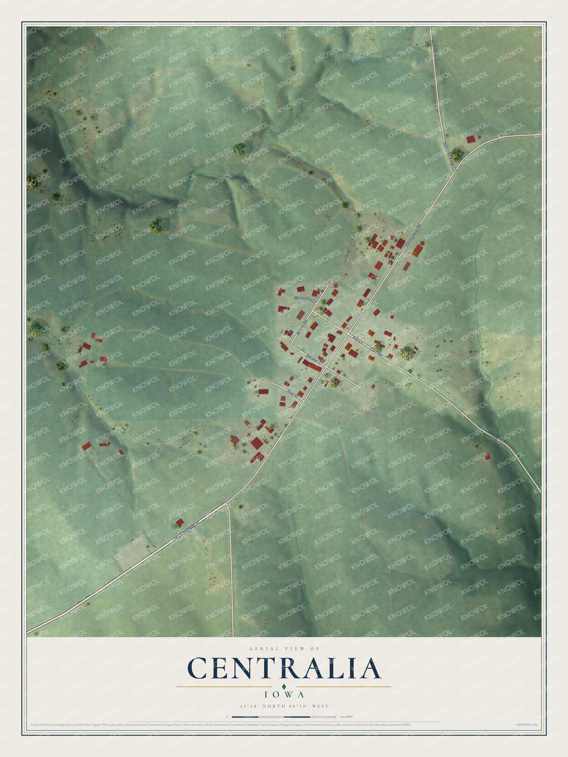 Watermarked full-map preview of Centralia, Iowa