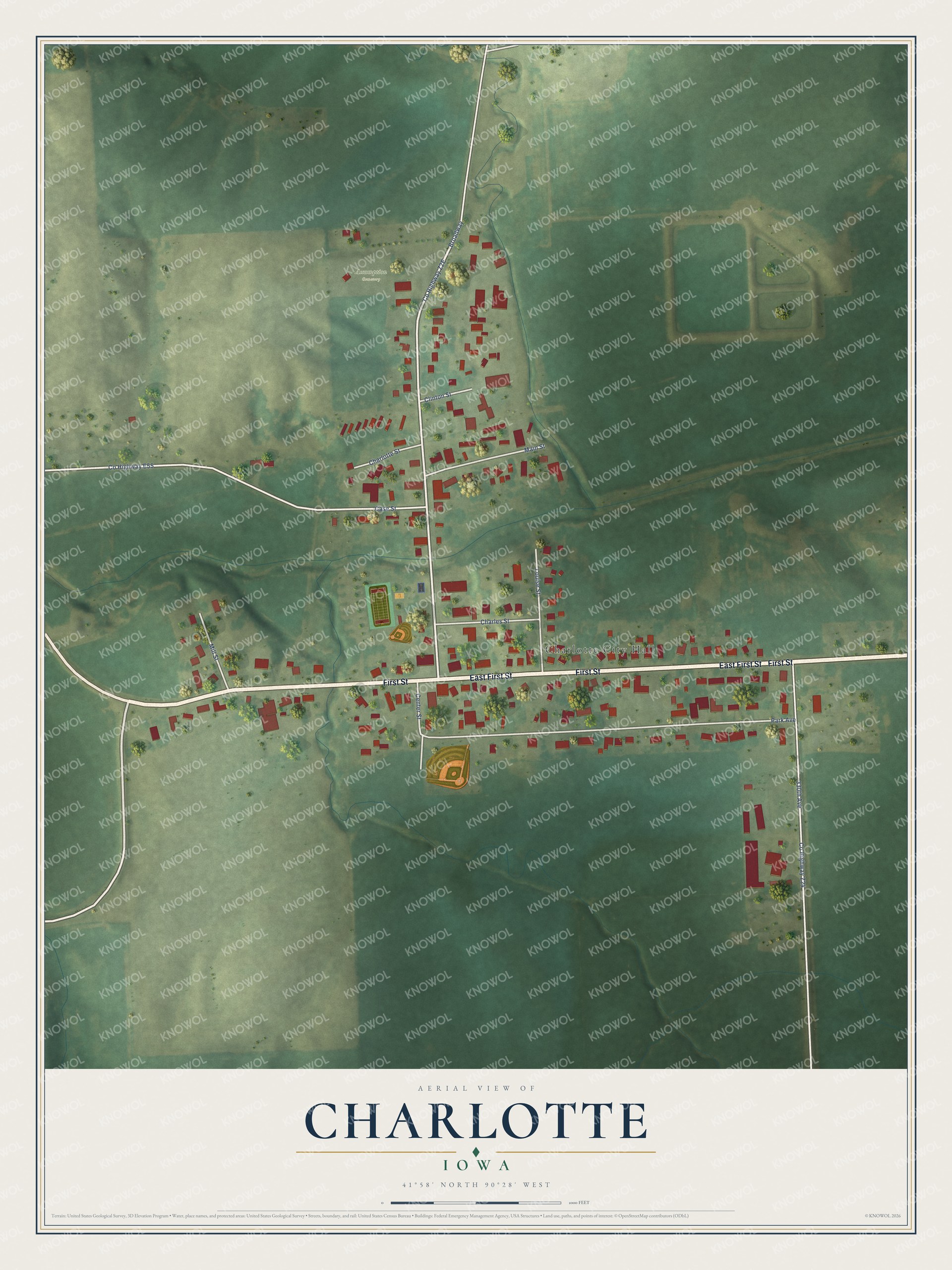 Watermarked full-map preview of Charlotte, Iowa