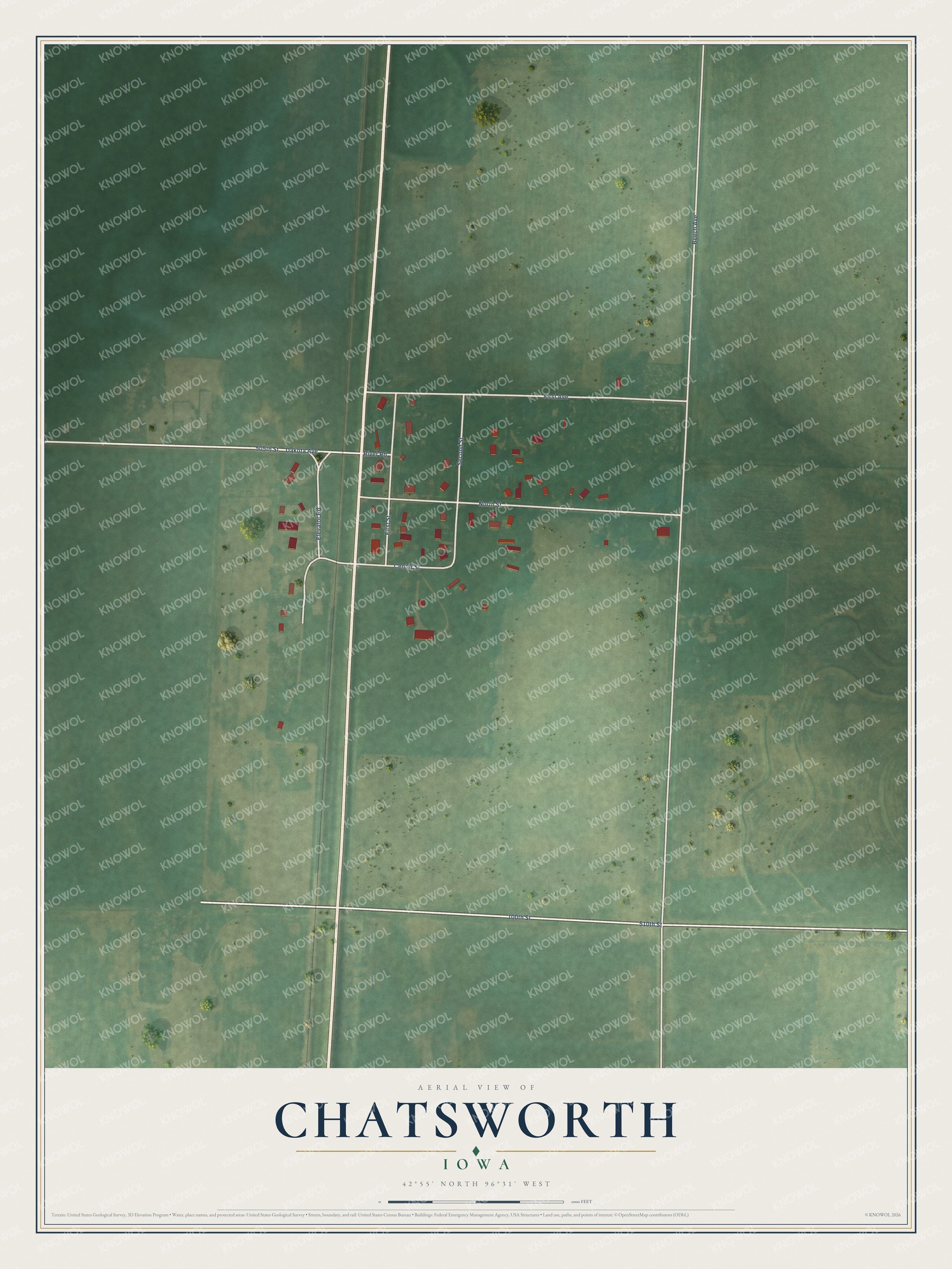 Watermarked full-map preview of Chatsworth, Iowa