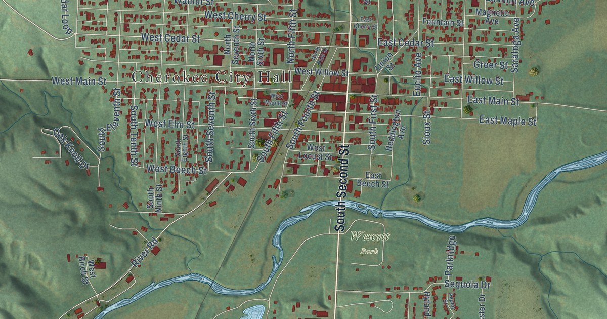 Map of Cherokee, Iowa in 2026