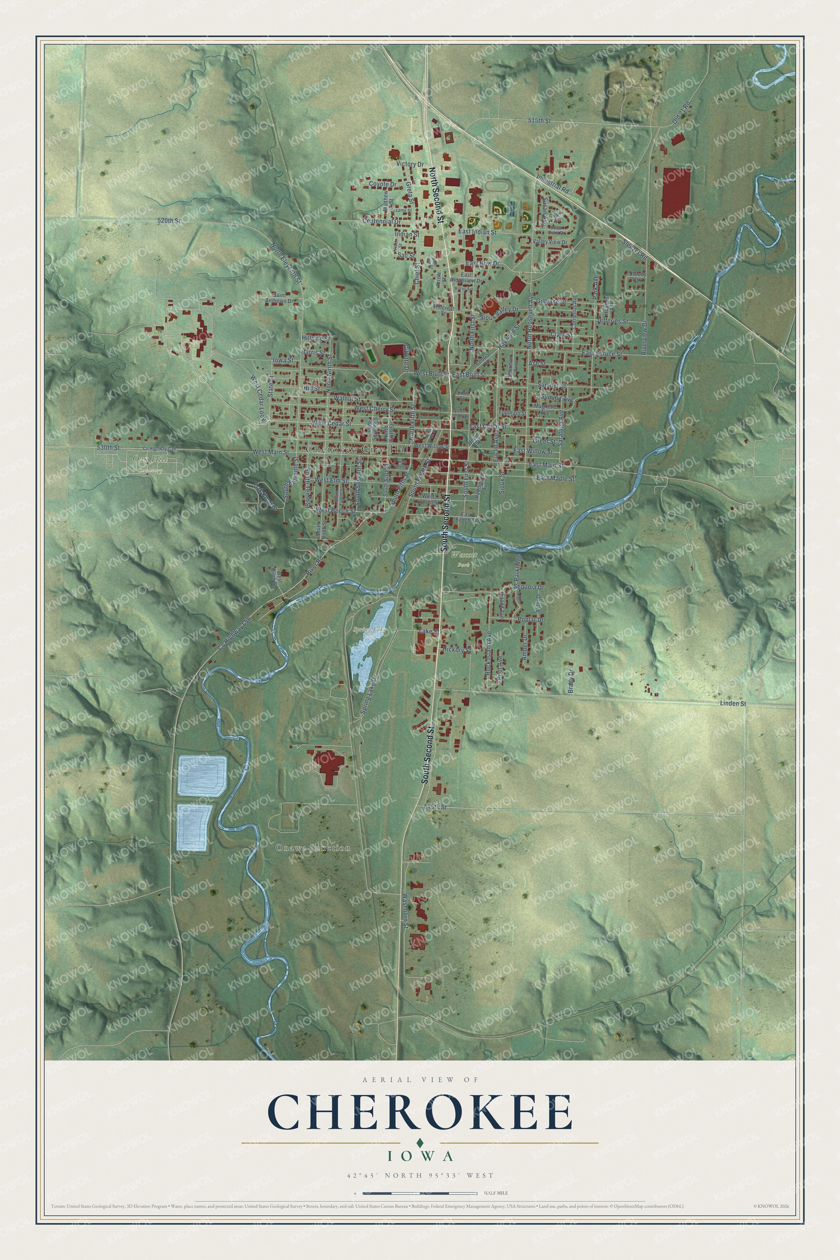 Watermarked full-map preview of Cherokee, Iowa