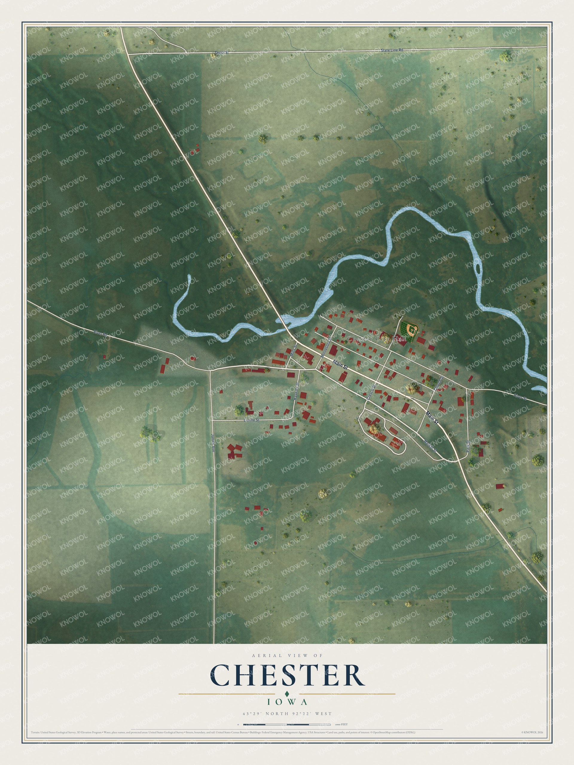 Watermarked full-map preview of Chester, Iowa
