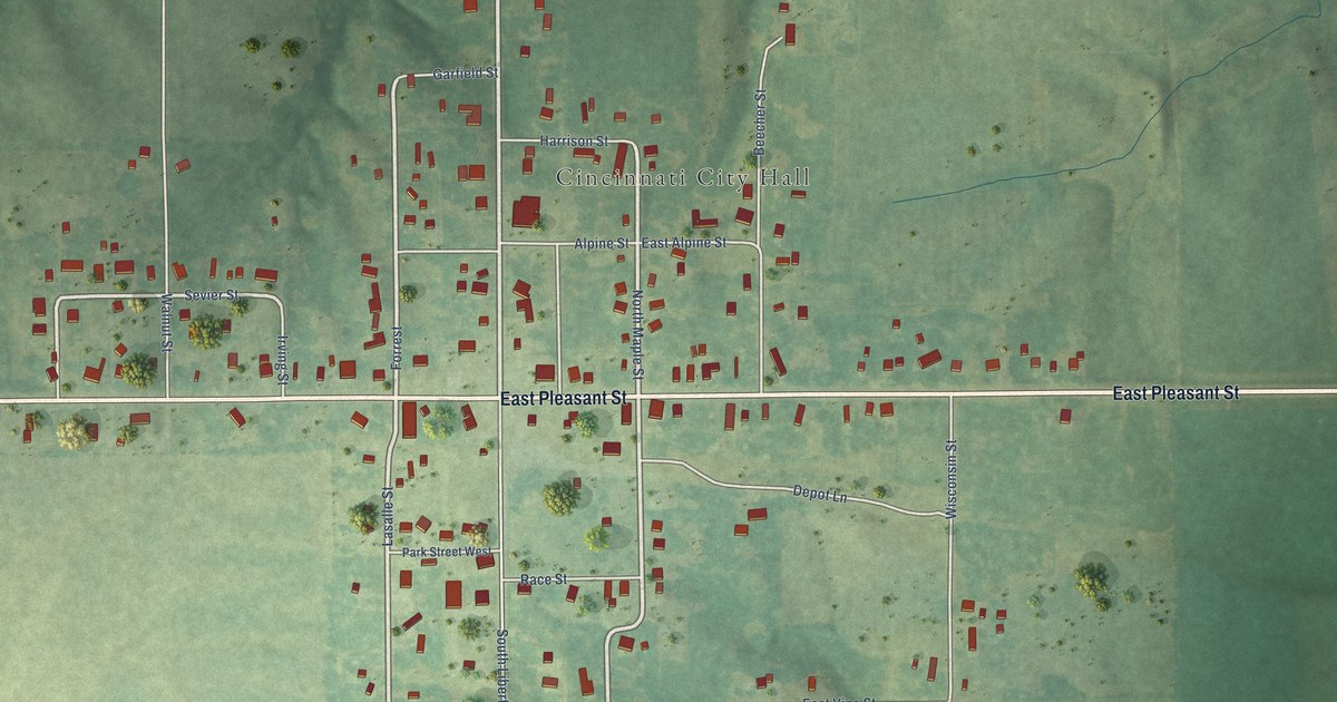 Map of Cincinnati, Iowa in 2026