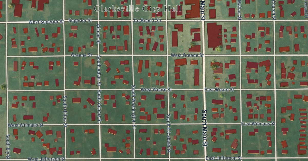 Map of Clarksville, Iowa in 2026