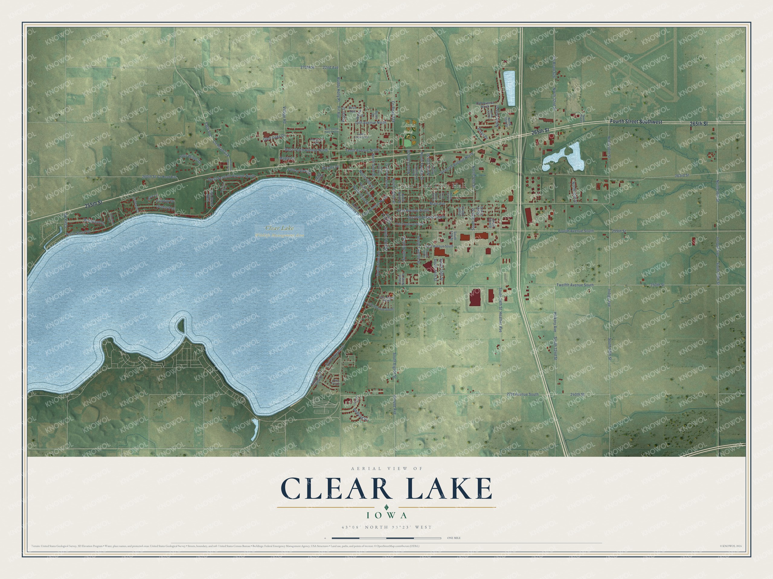 Watermarked full-map preview of Clear Lake, Iowa