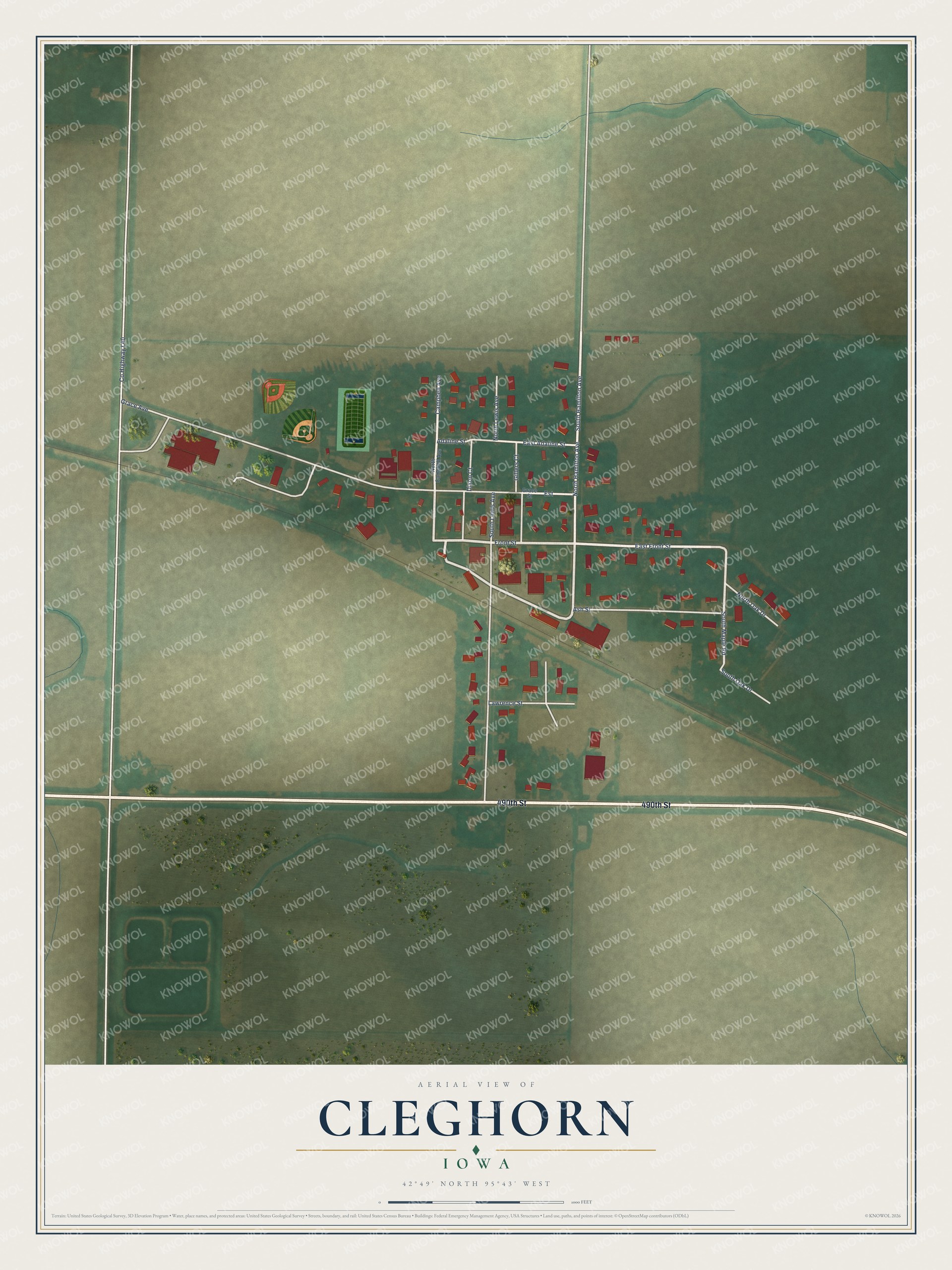 Watermarked full-map preview of Cleghorn, Iowa