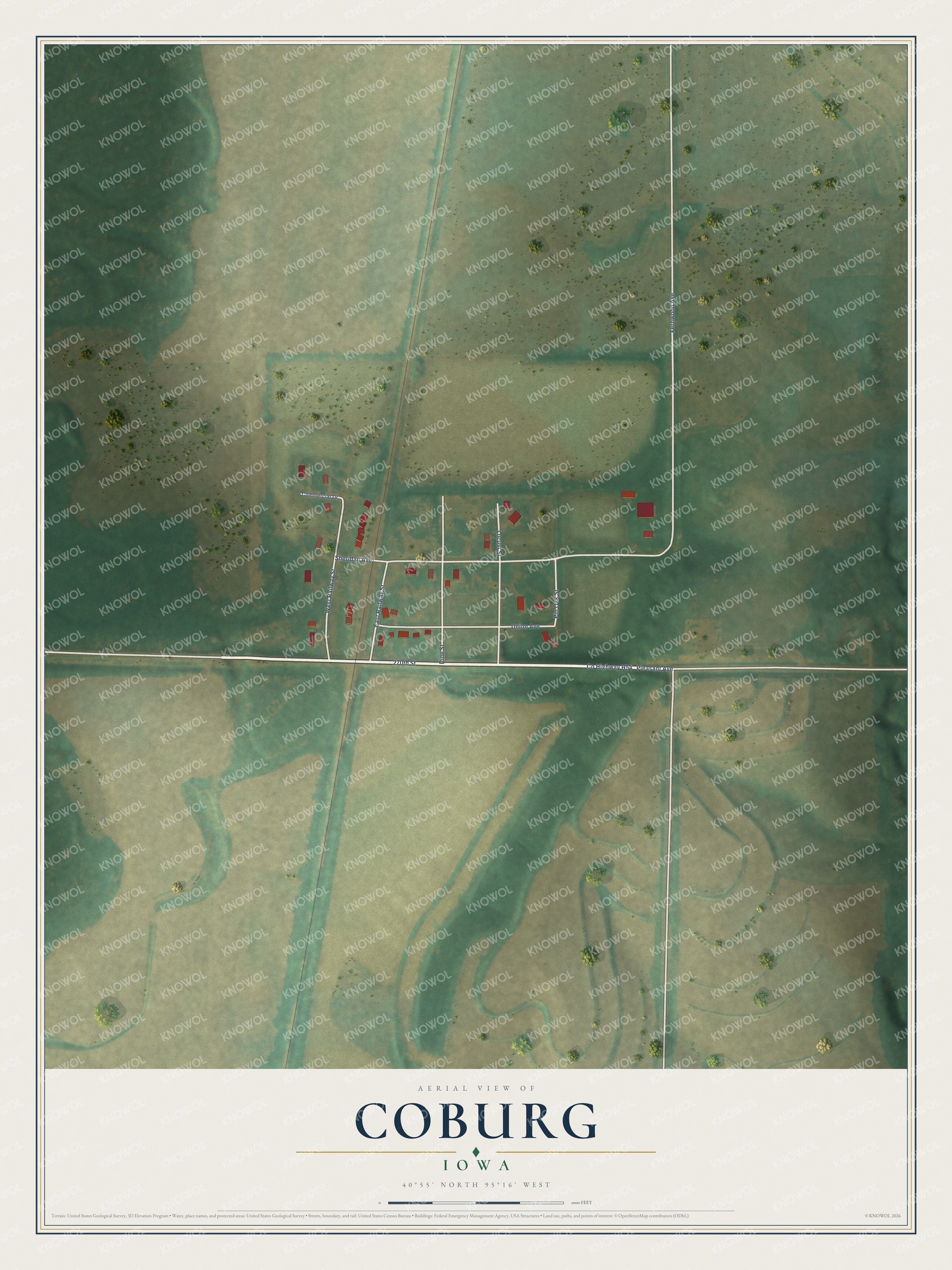 Watermarked full-map preview of Coburg, Iowa