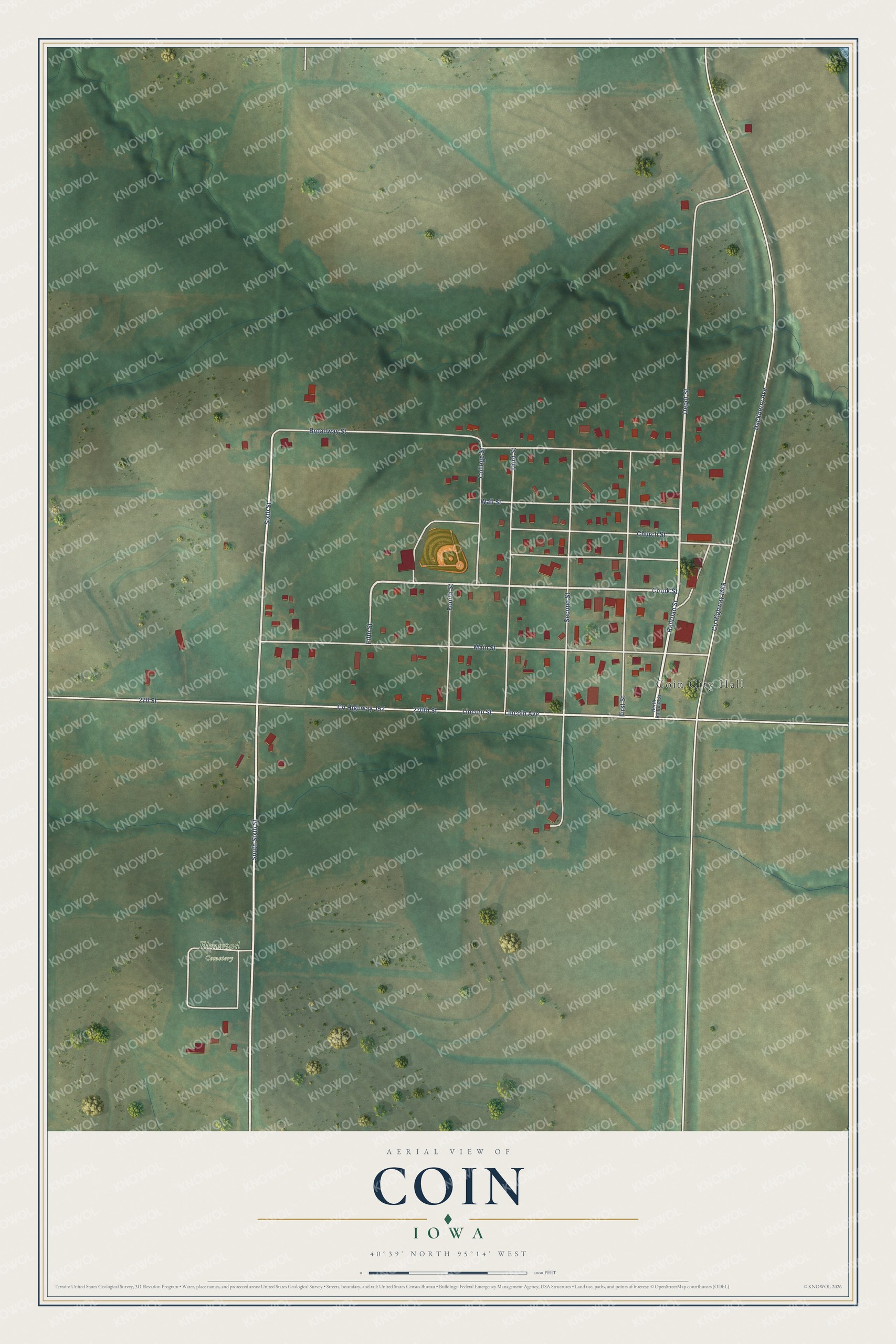Watermarked full-map preview of Coin, Iowa