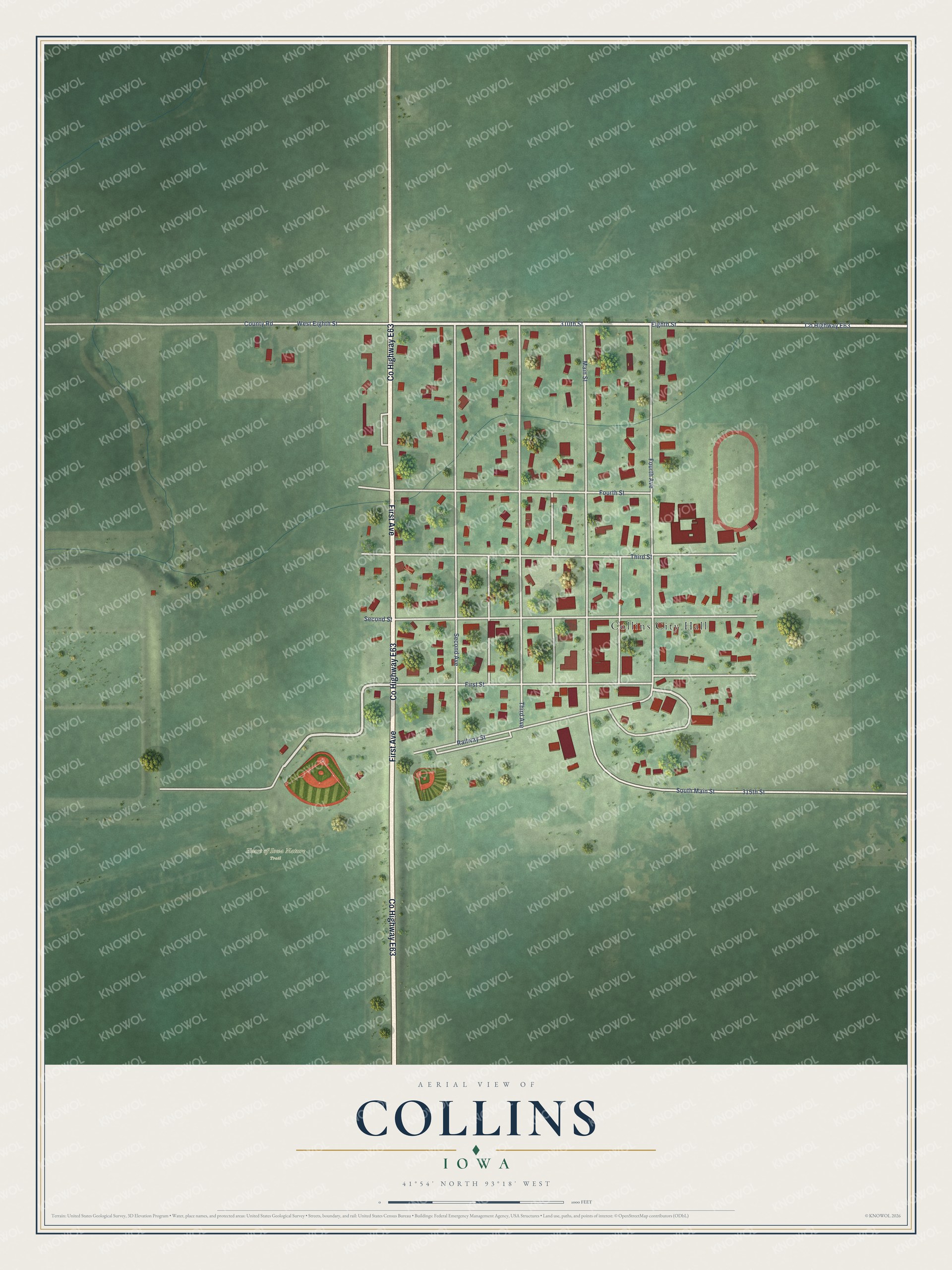 Watermarked full-map preview of Collins, Iowa