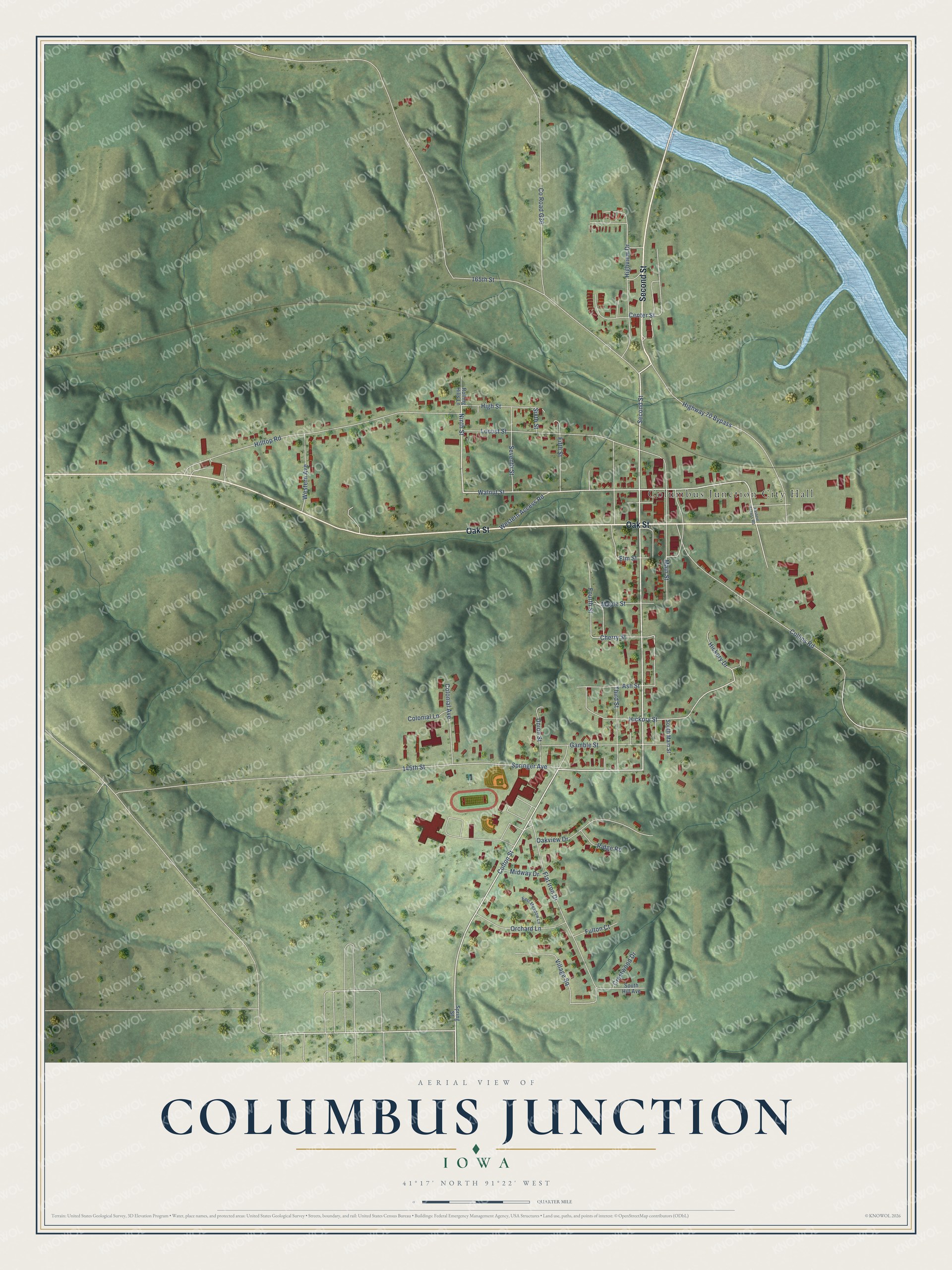 Watermarked full-map preview of Columbus Junction, Iowa