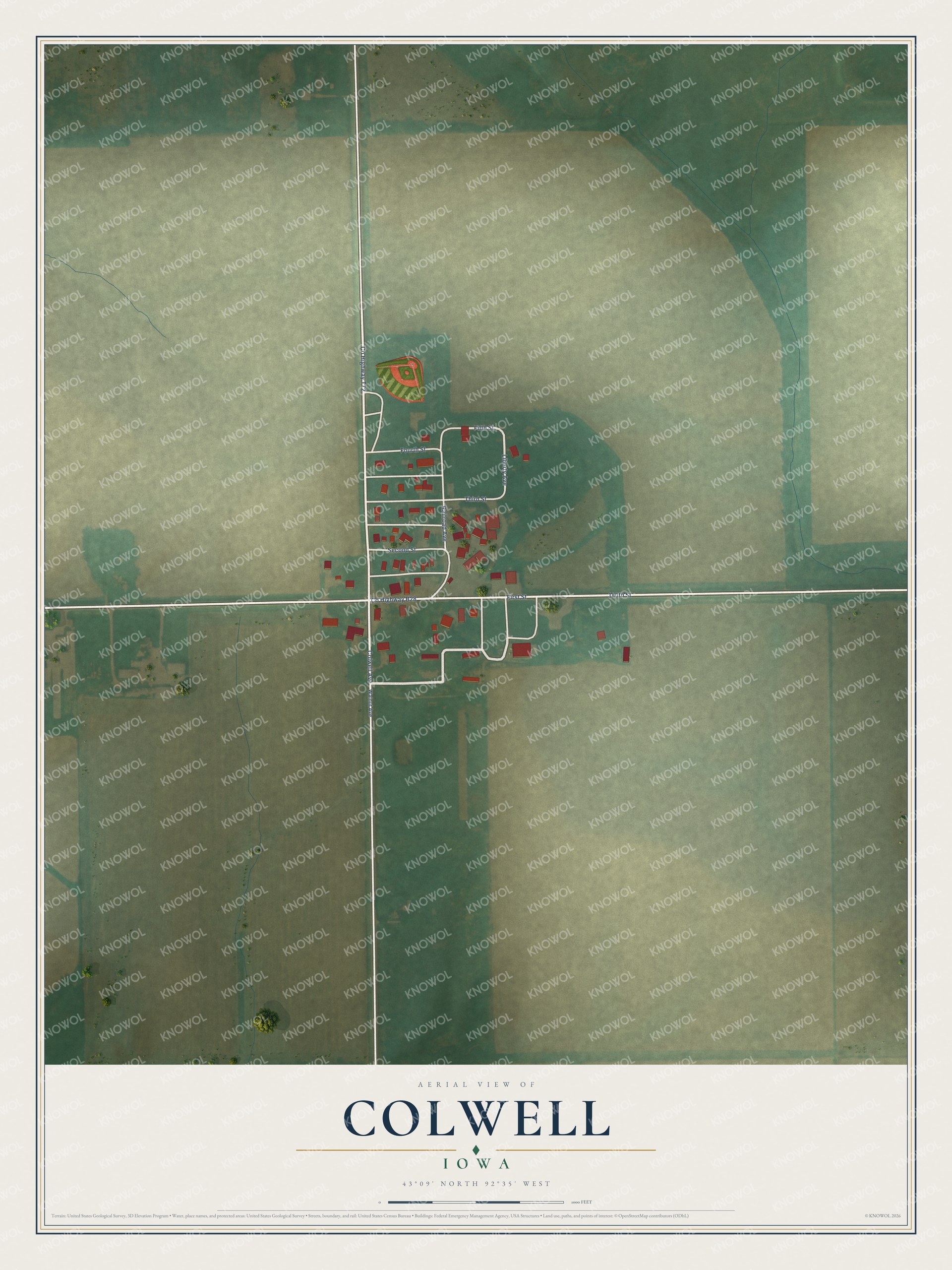 Watermarked full-map preview of Colwell, Iowa