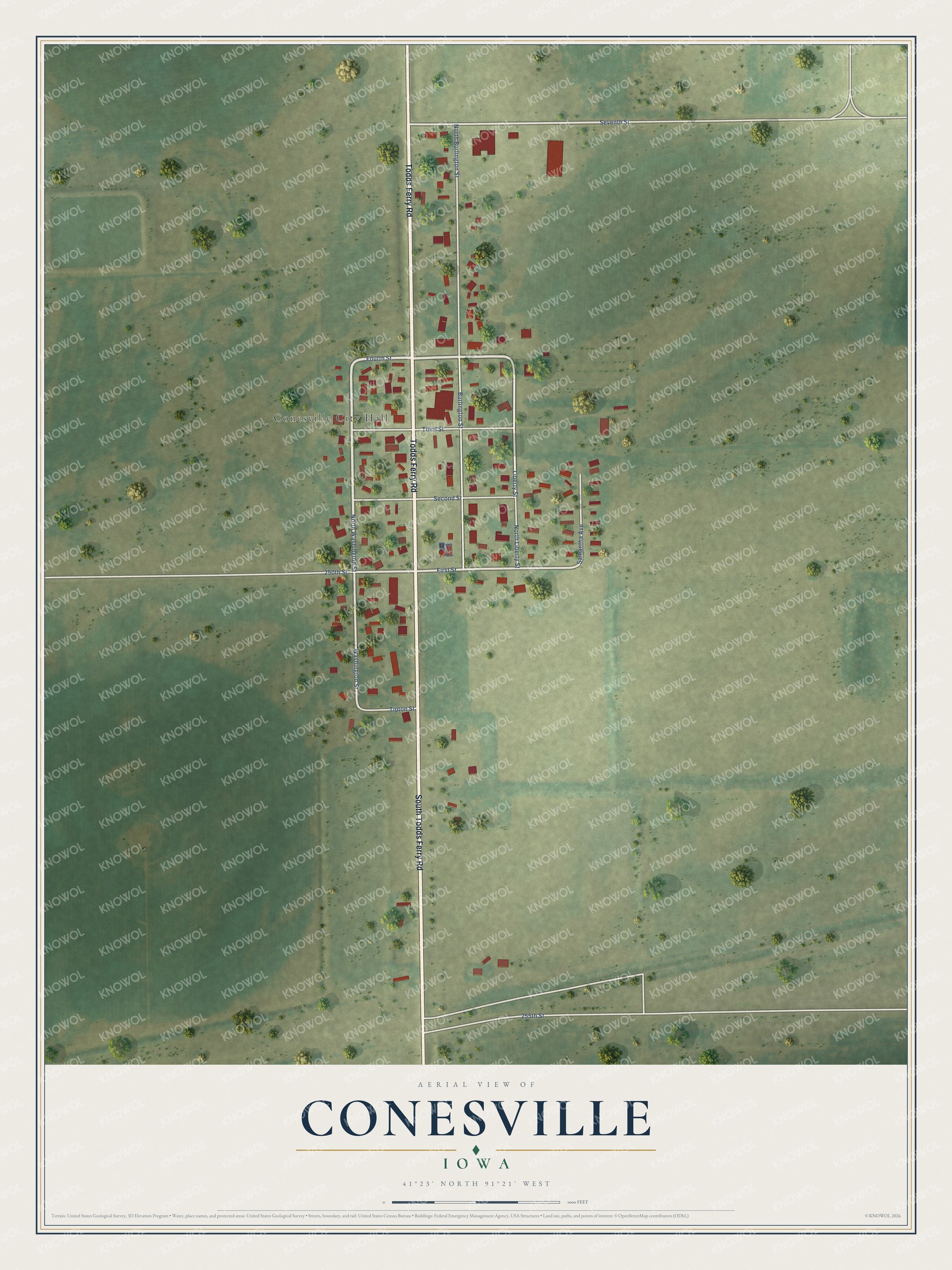 Watermarked full-map preview of Conesville, Iowa