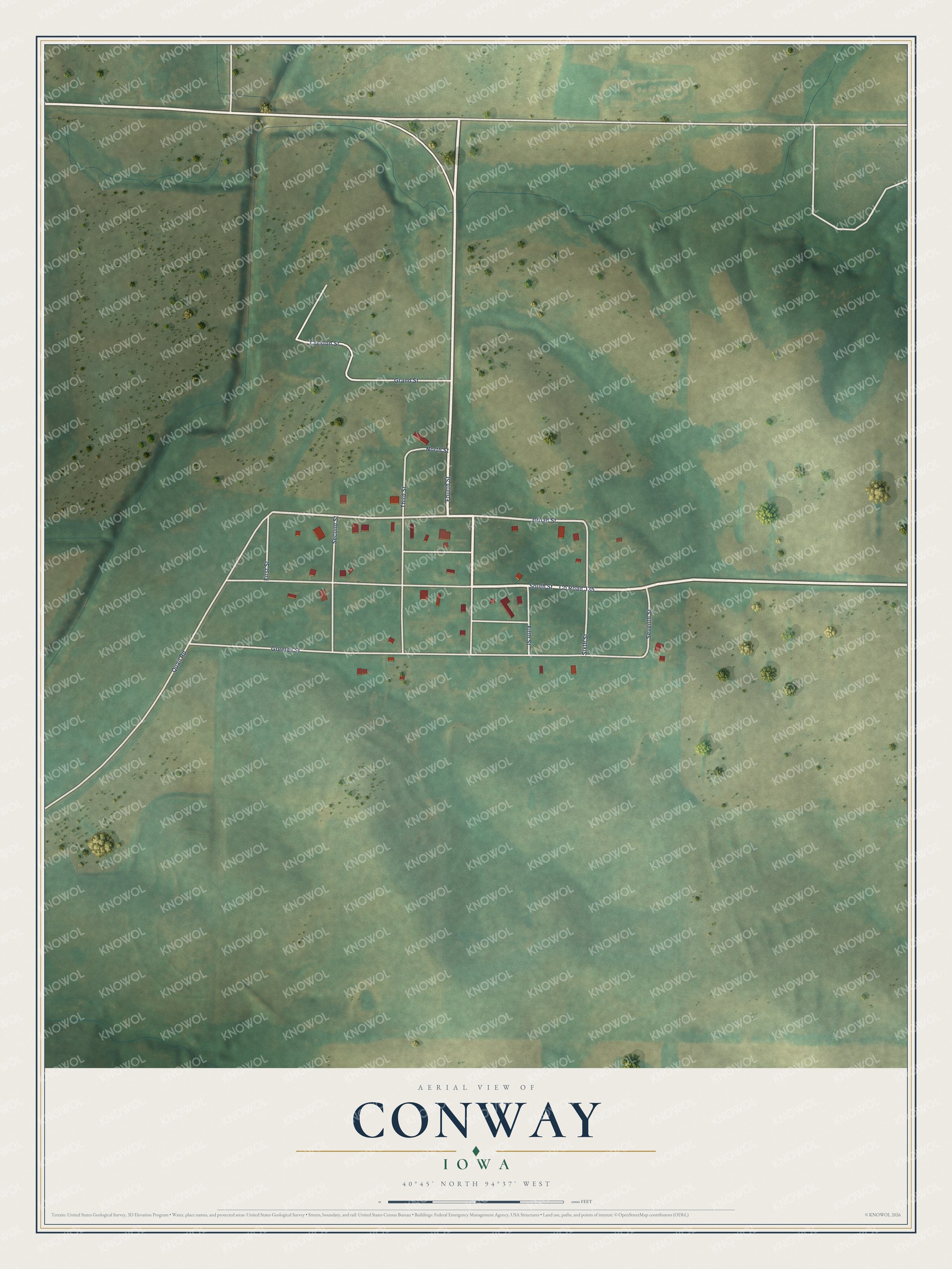 Watermarked full-map preview of Conway, Iowa