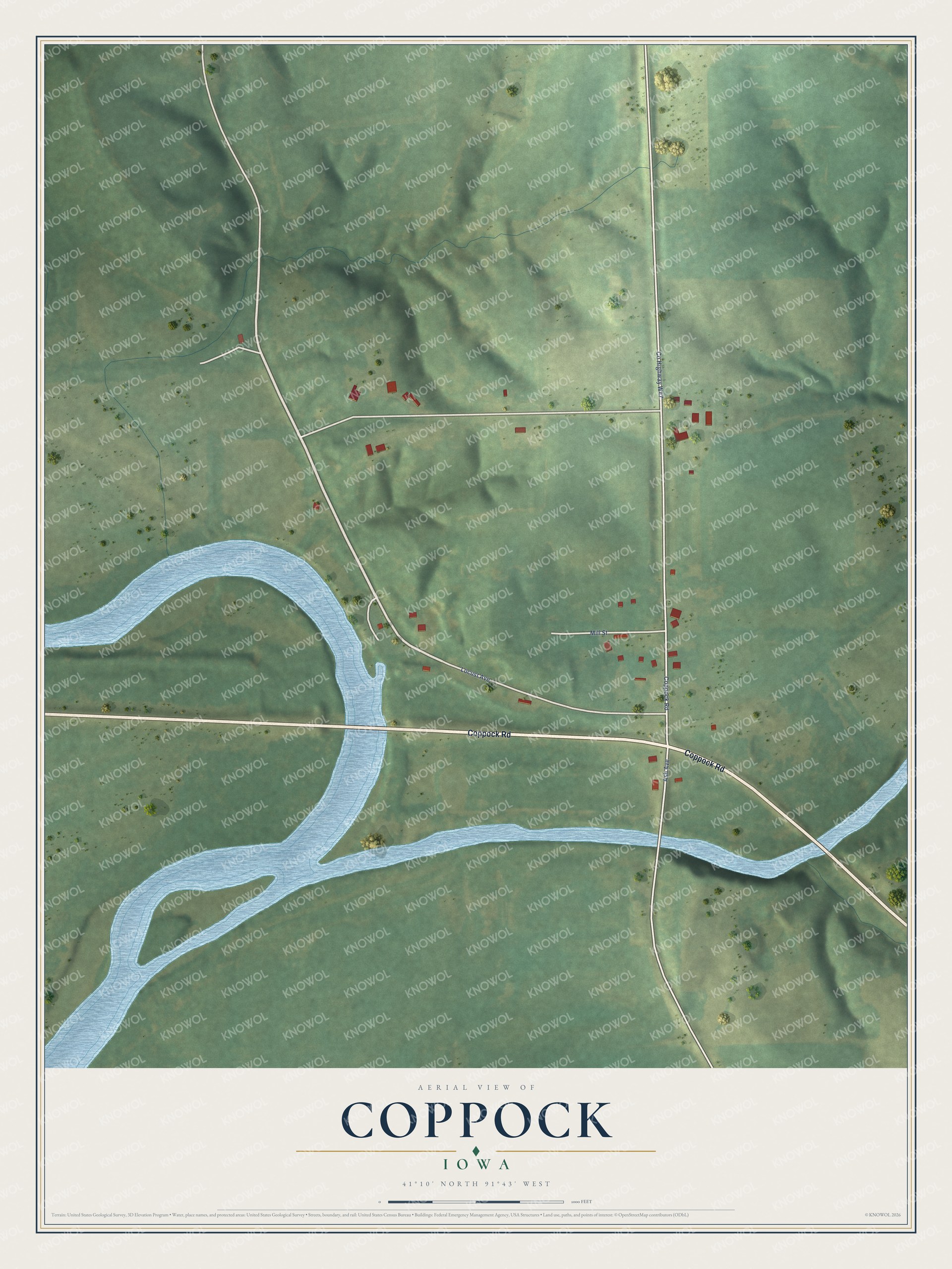 Watermarked full-map preview of Coppock, Iowa