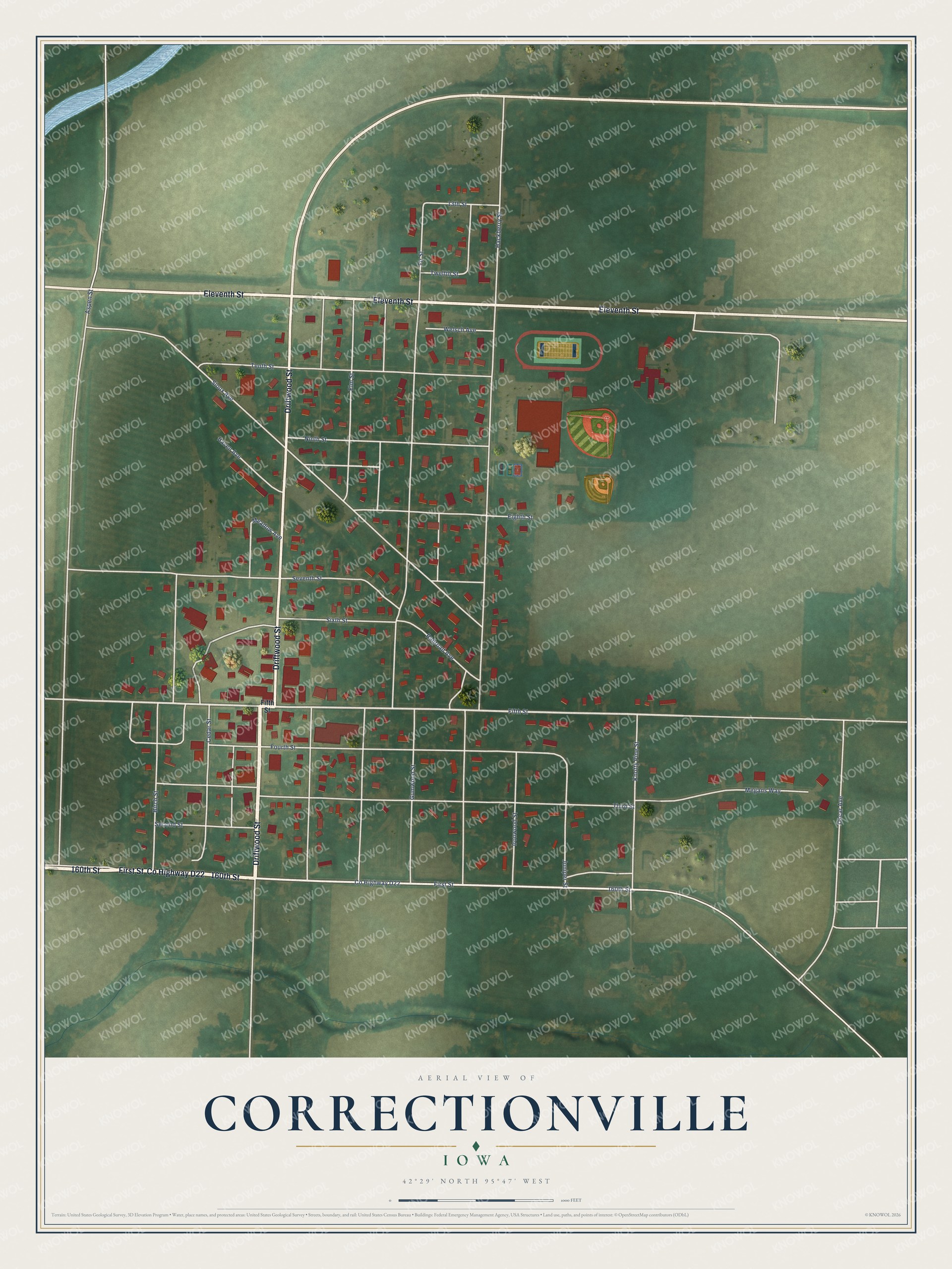 Watermarked full-map preview of Correctionville, Iowa
