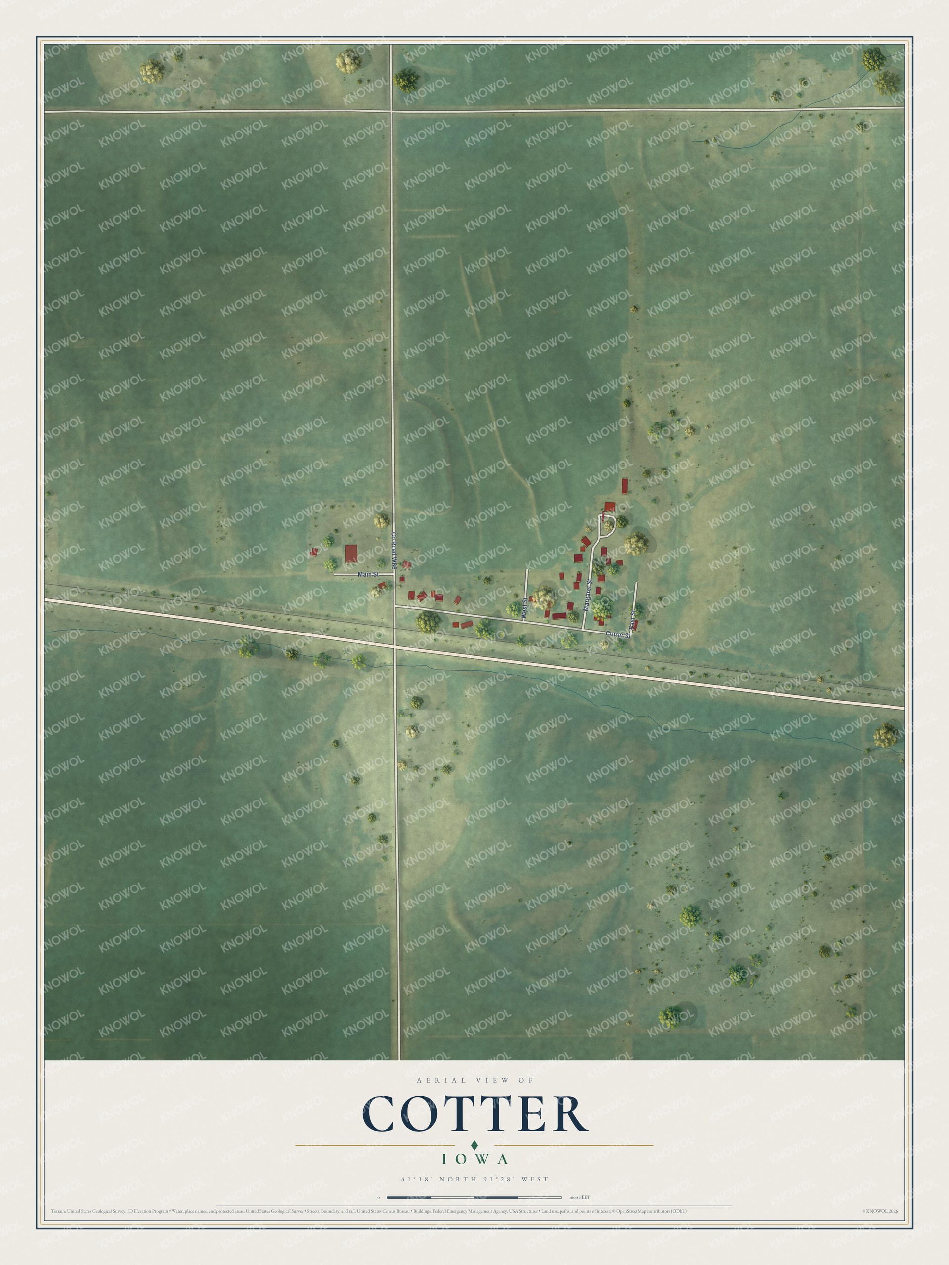Watermarked full-map preview of Cotter, Iowa