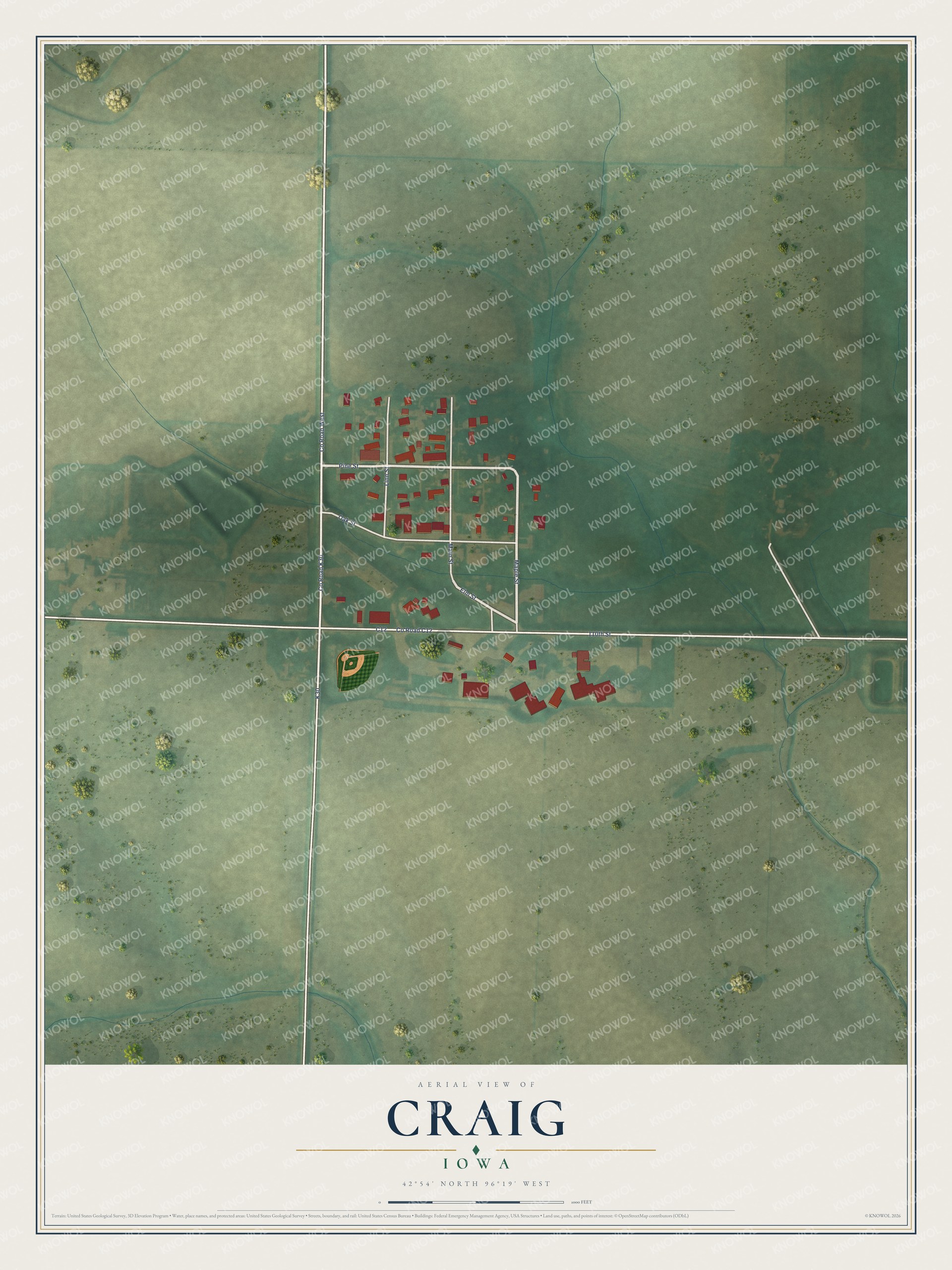 Watermarked full-map preview of Craig, Iowa