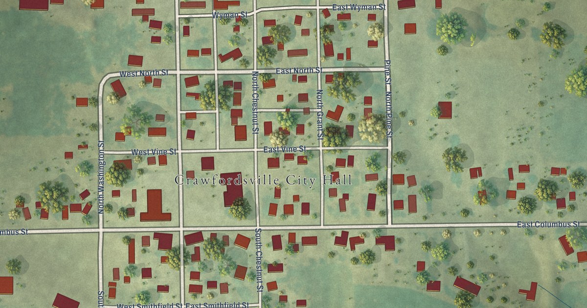 Map of Crawfordsville, Iowa in 2026