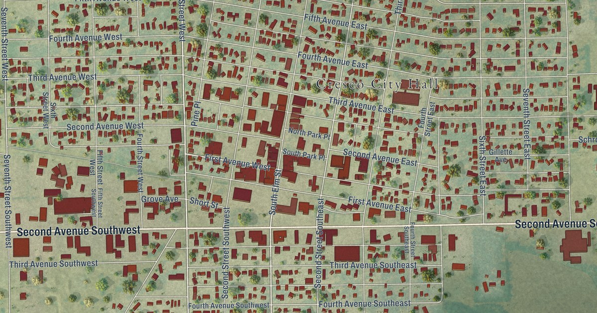 Map of Cresco, Iowa in 2026