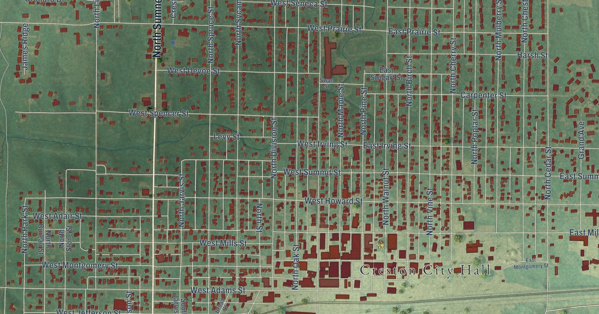 Map of Creston, Iowa in 2026