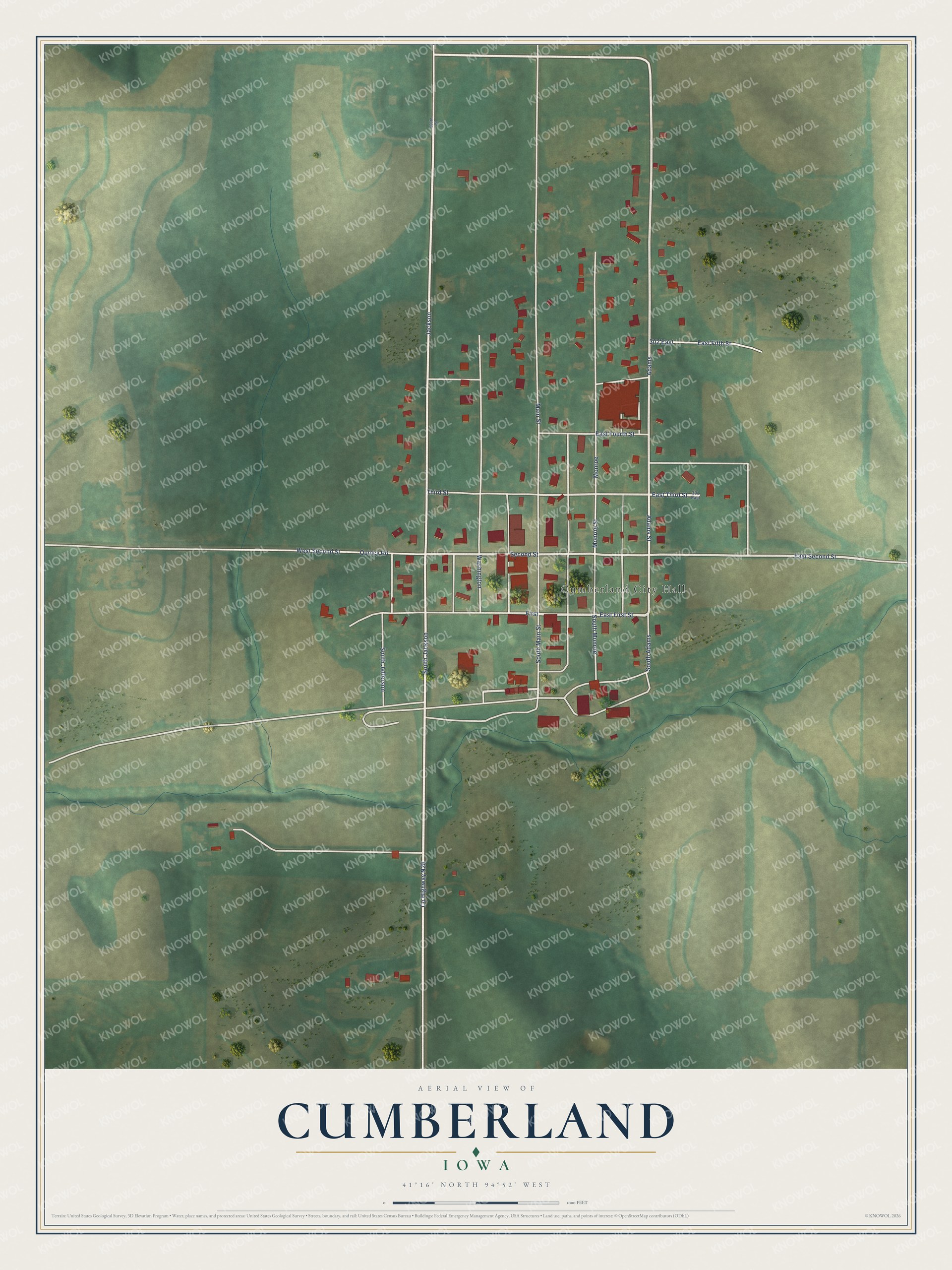 Watermarked full-map preview of Cumberland, Iowa
