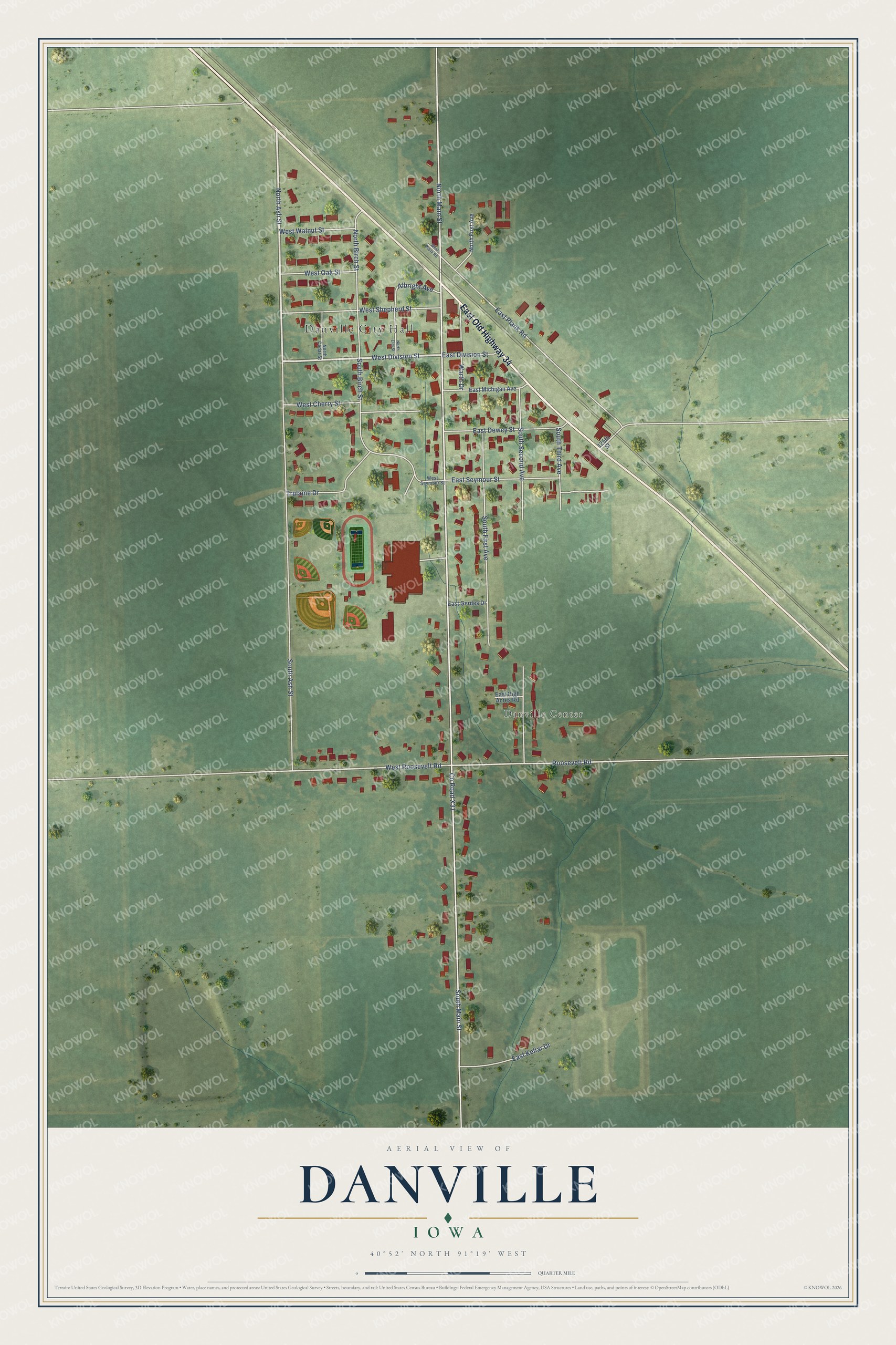 Watermarked full-map preview of Danville, Iowa