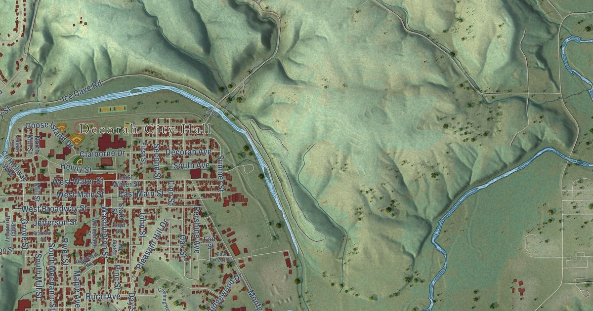 Map of Decorah, Iowa in 2026