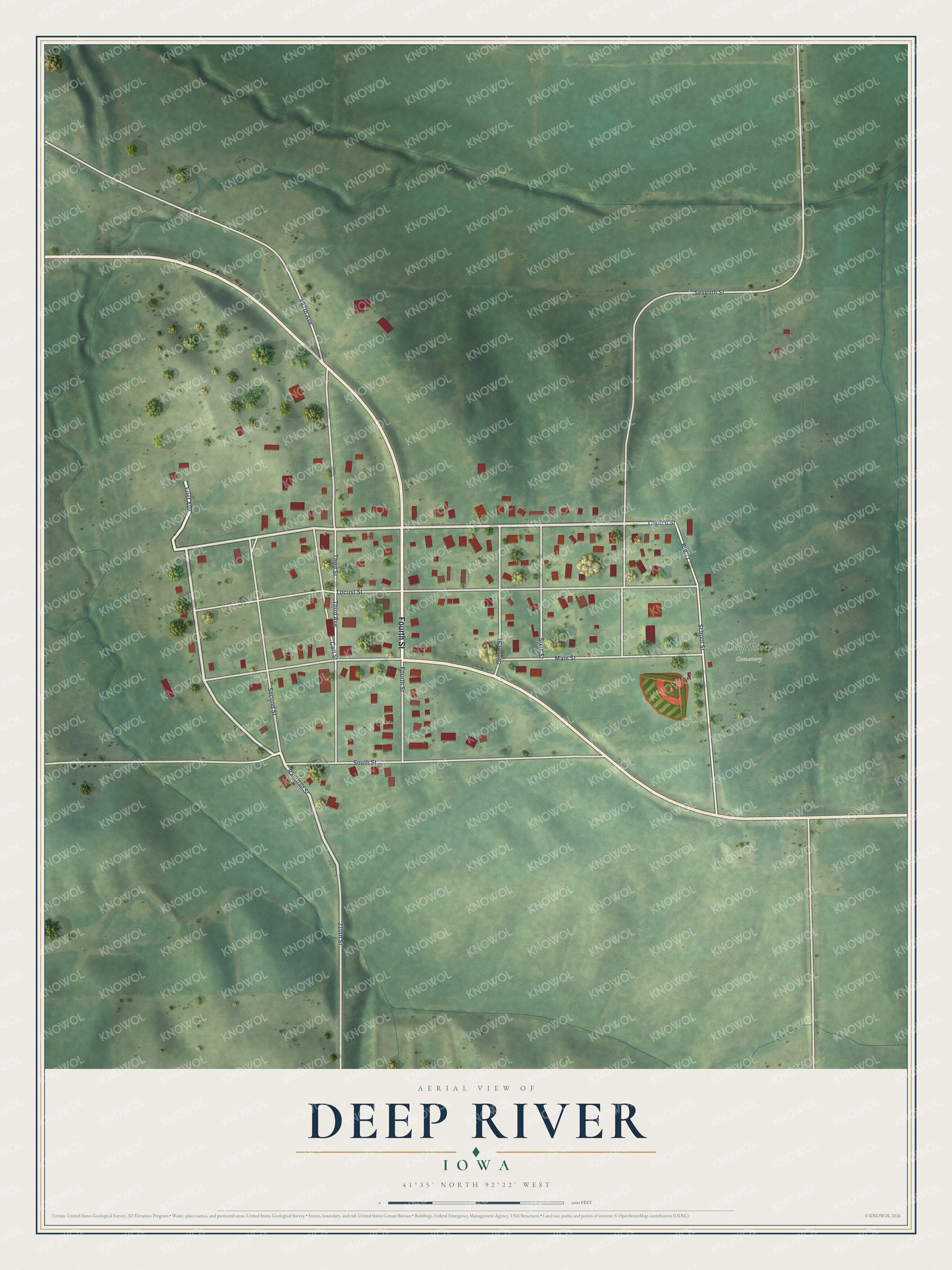 Watermarked full-map preview of Deep River, Iowa