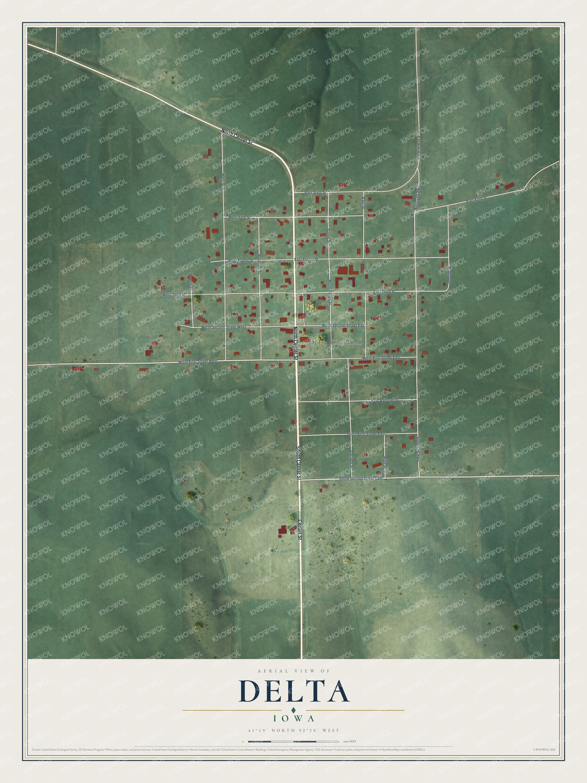 Watermarked full-map preview of Delta, Iowa