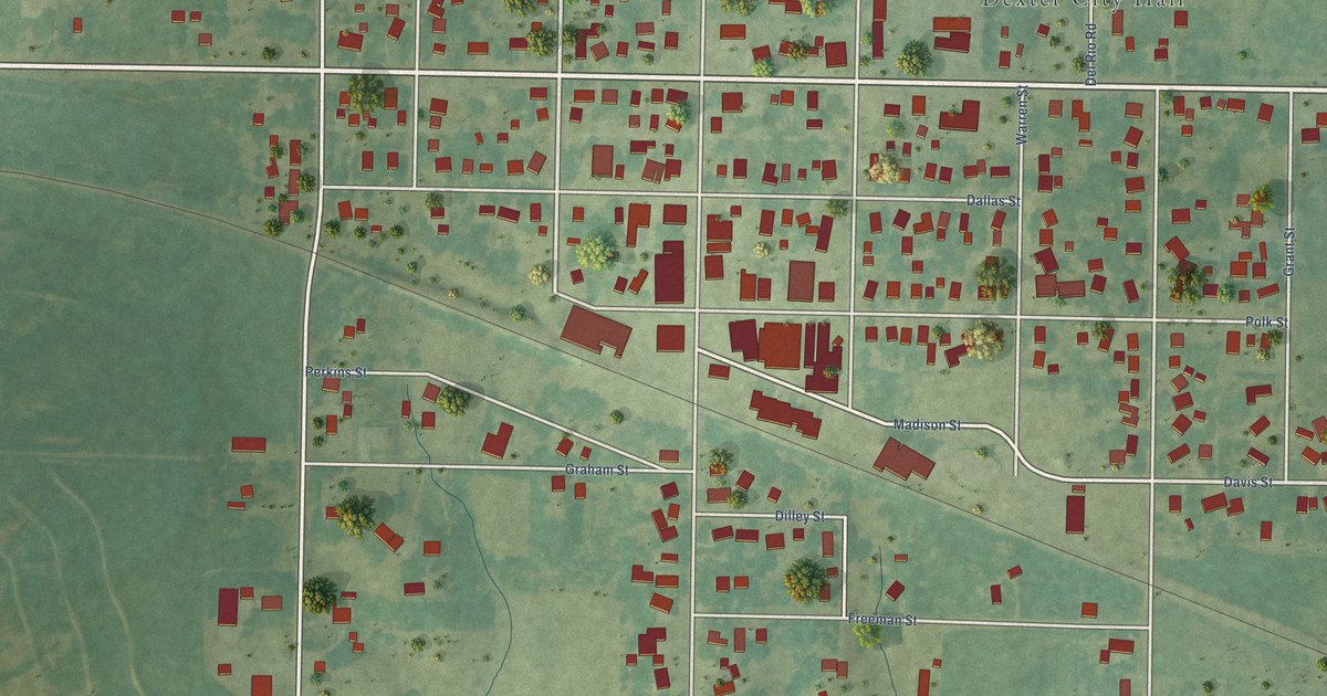 Map of Dexter, Iowa in 2026