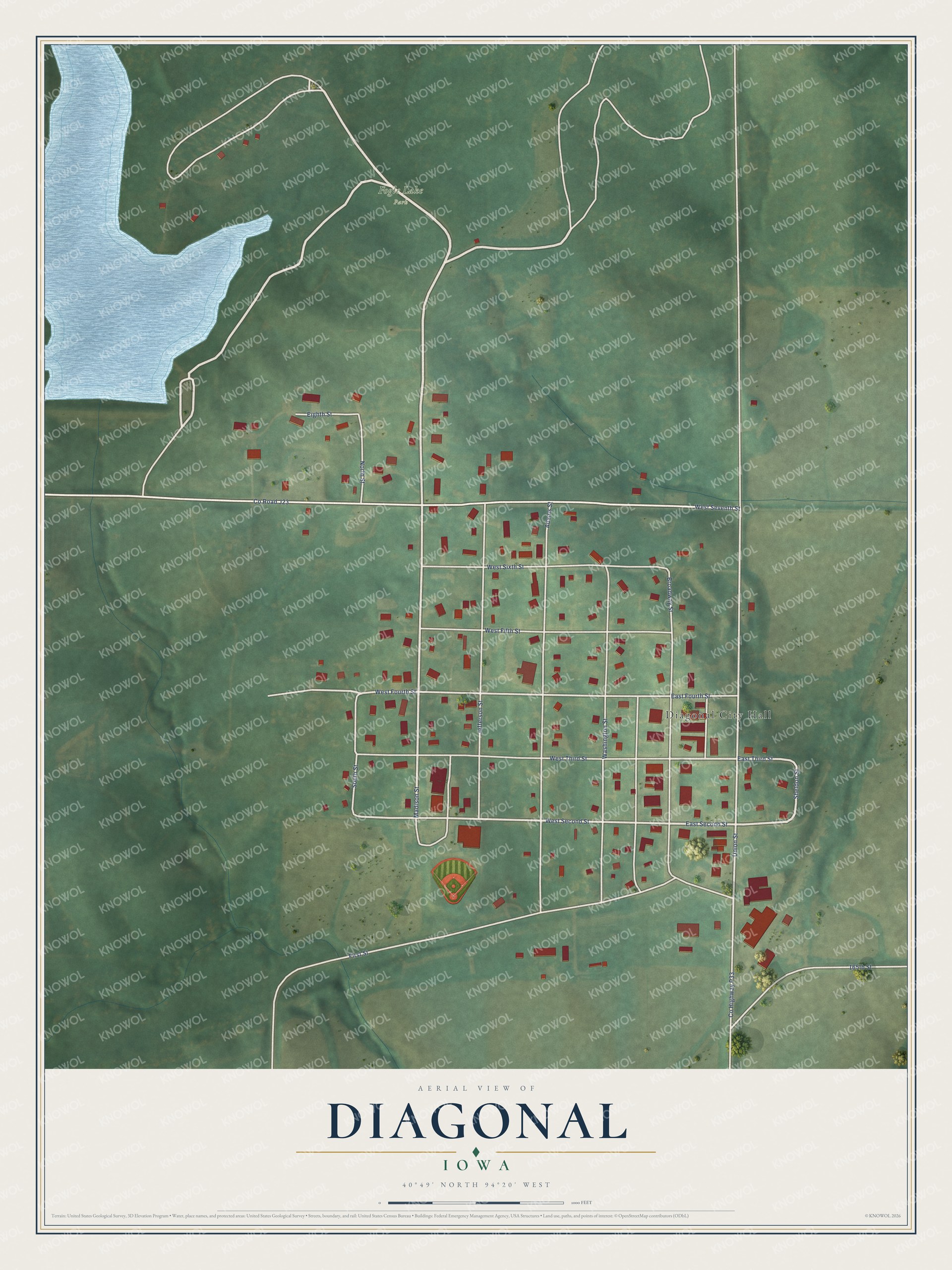 Watermarked full-map preview of Diagonal, Iowa