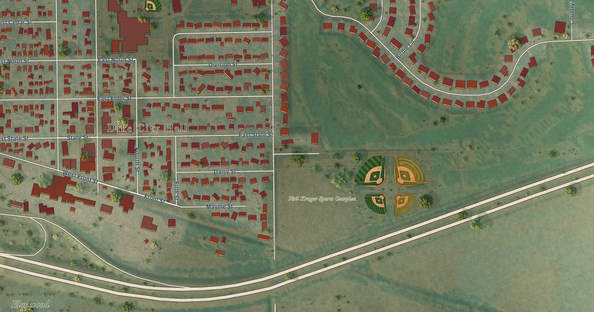 Map of Dike, Iowa in 2026