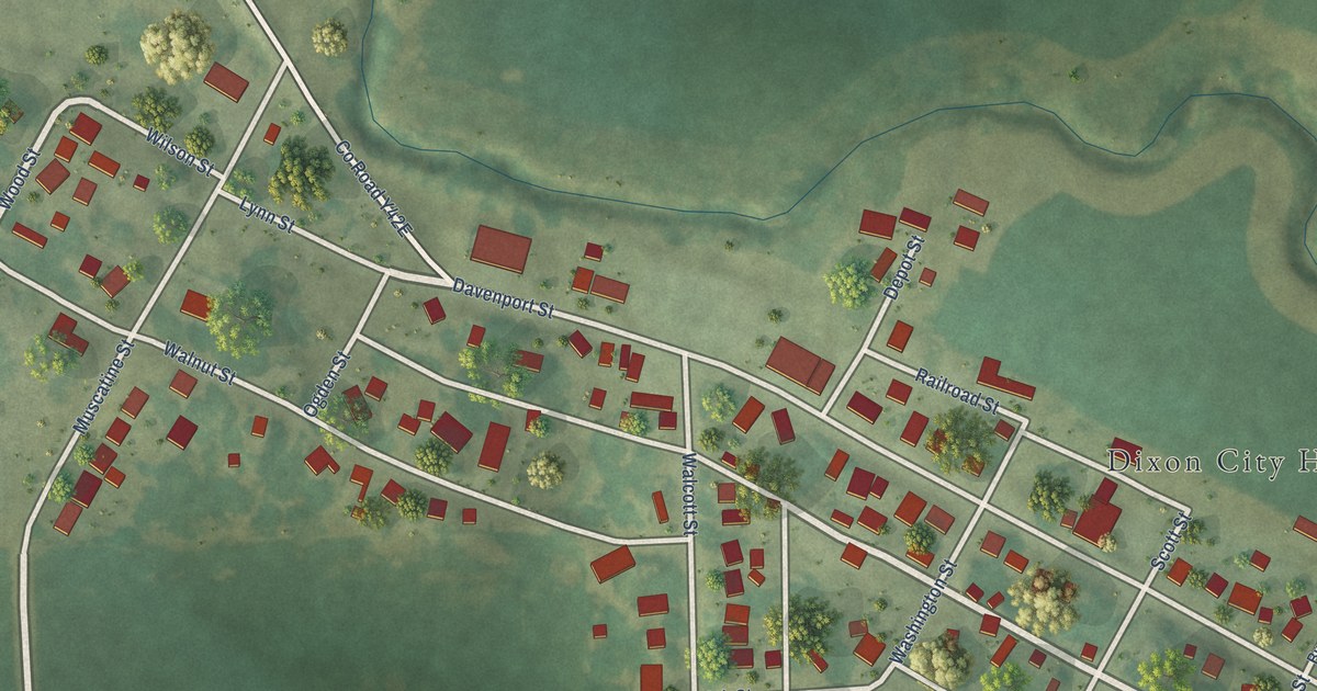 Map of Dixon, Iowa in 2026