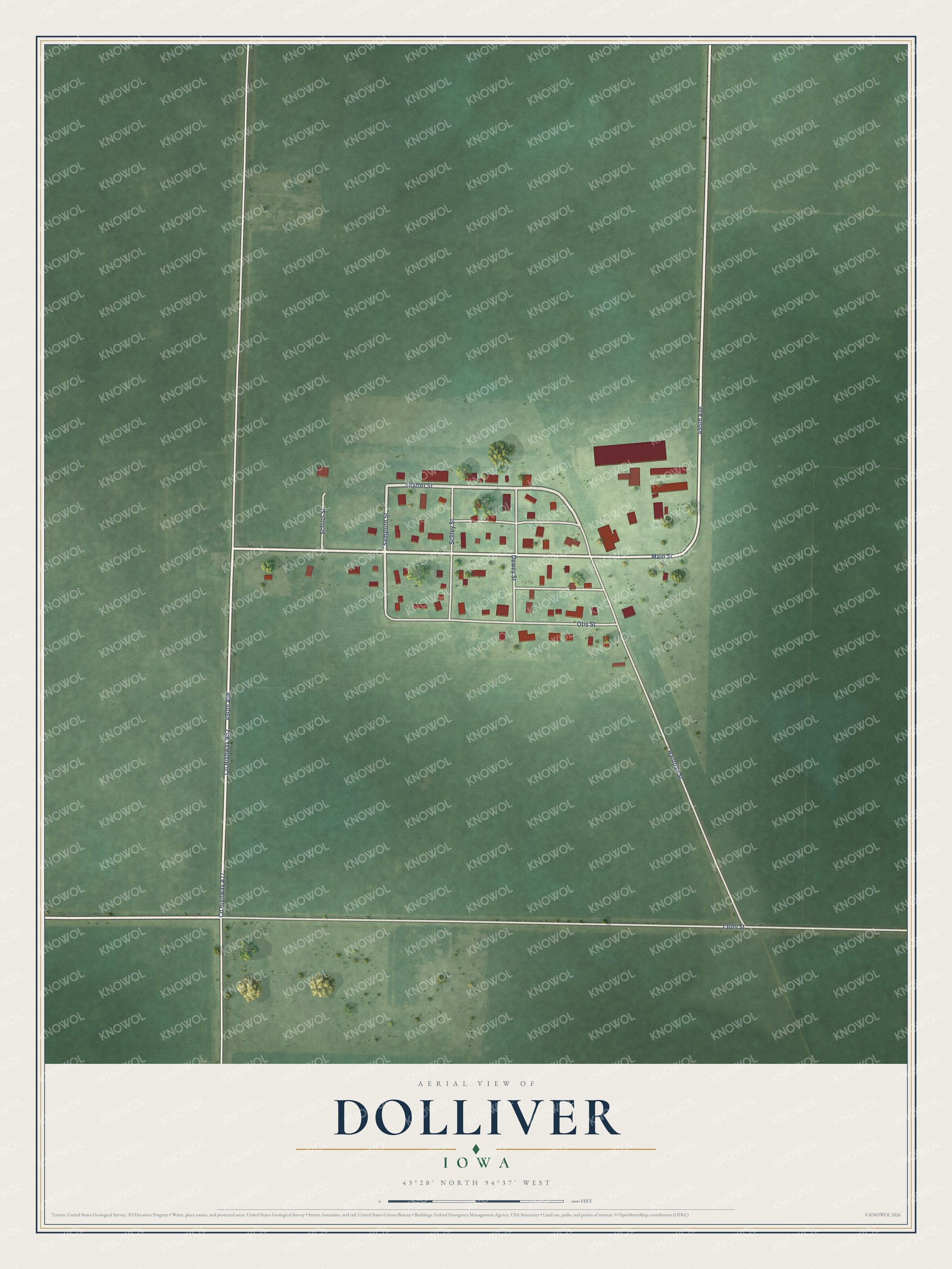 Watermarked full-map preview of Dolliver, Iowa