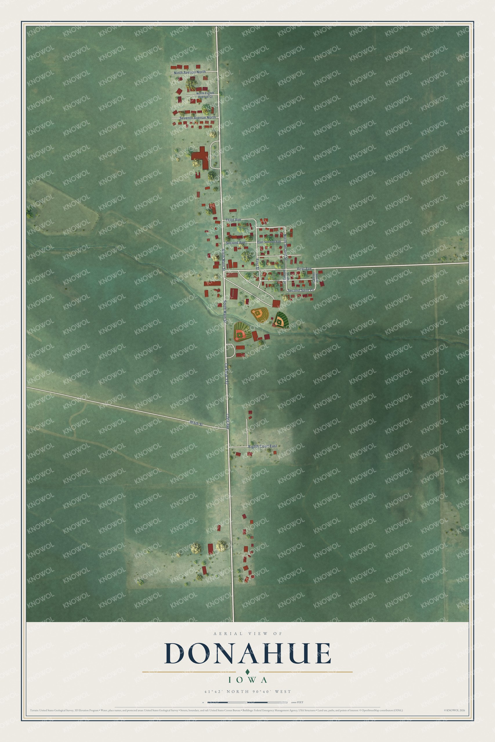 Watermarked full-map preview of Donahue, Iowa