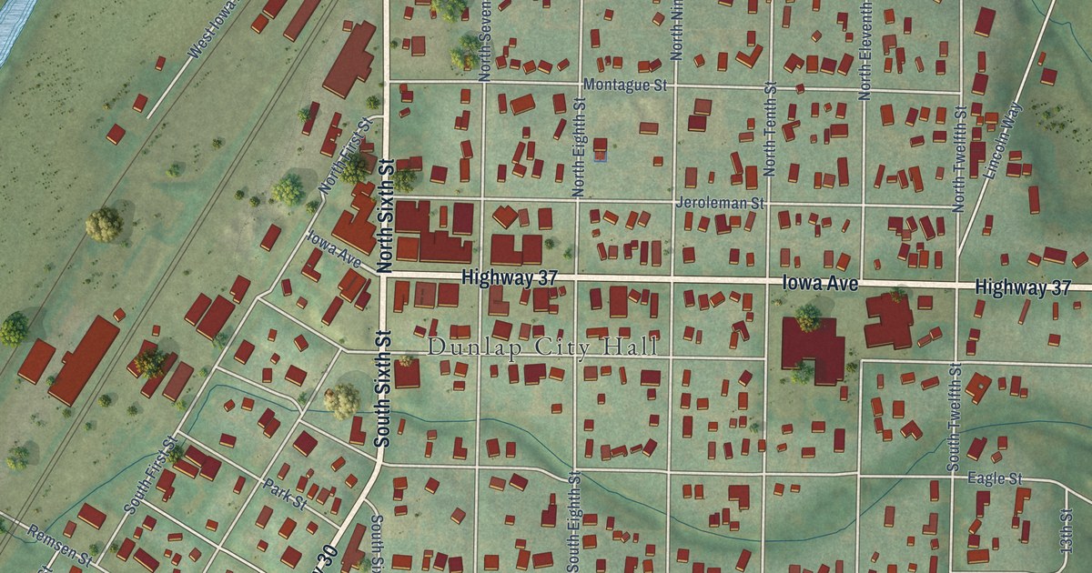 Map of Dunlap, Iowa in 2026