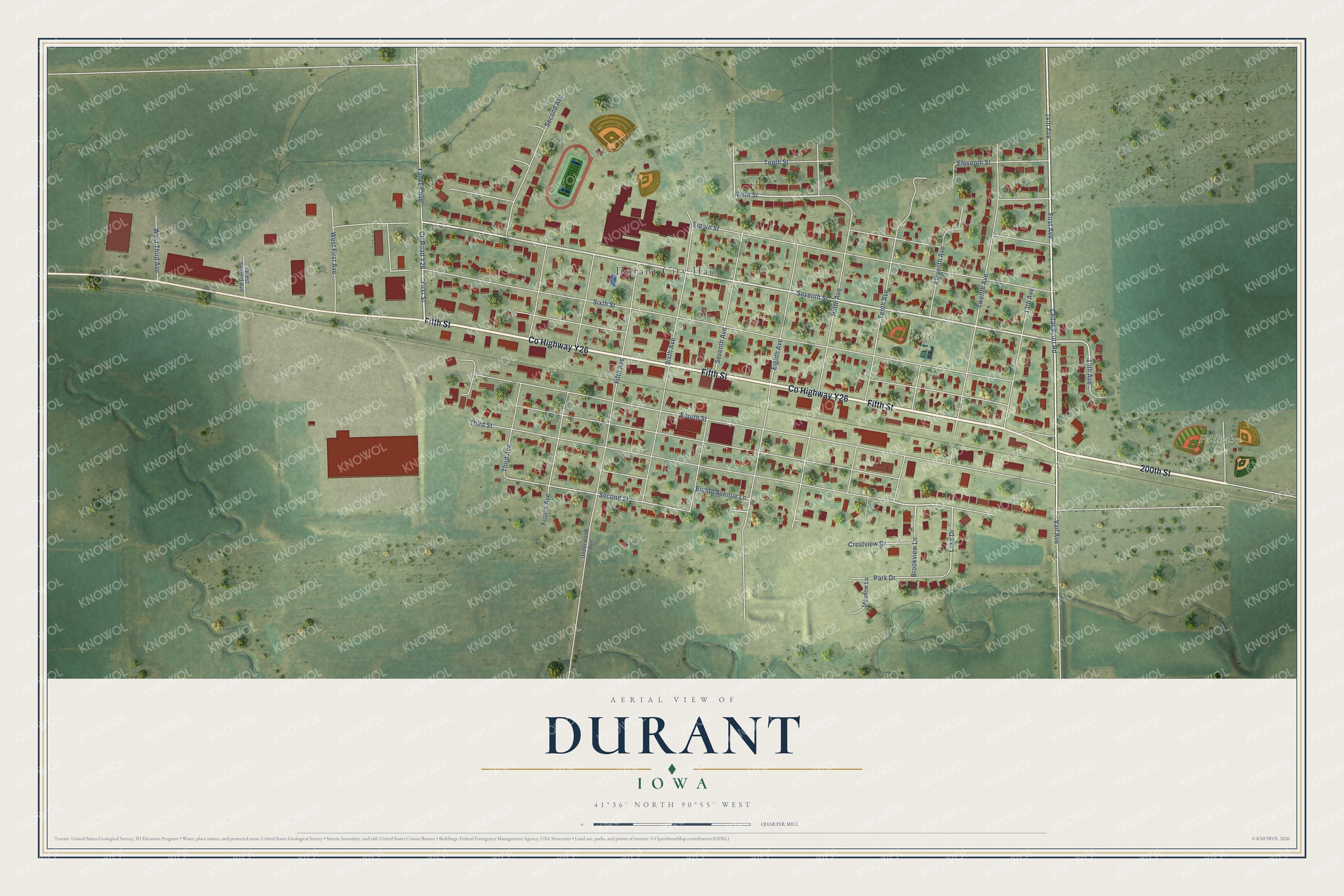 Watermarked full-map preview of Durant, Iowa