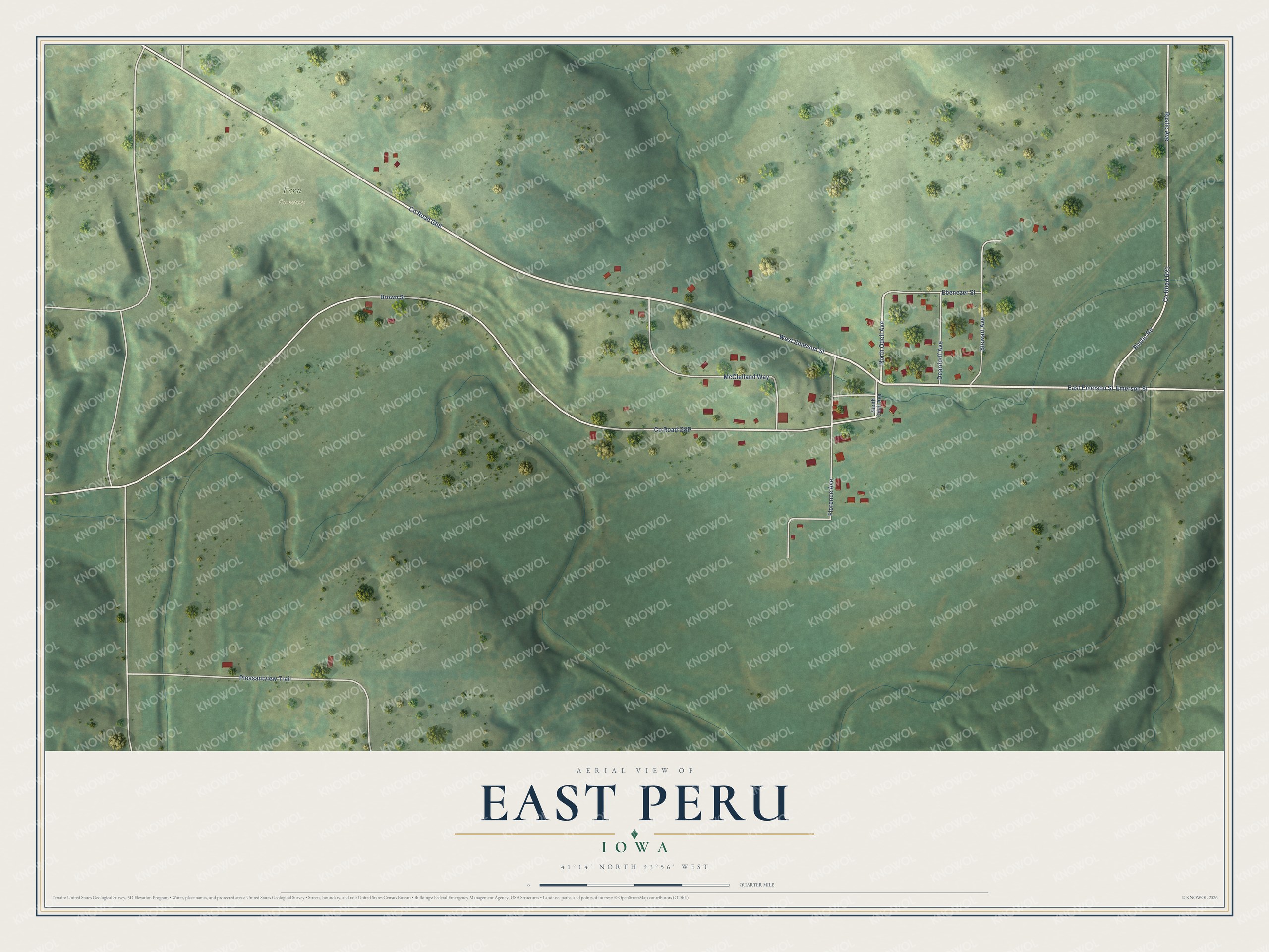 Watermarked full-map preview of East Peru, Iowa