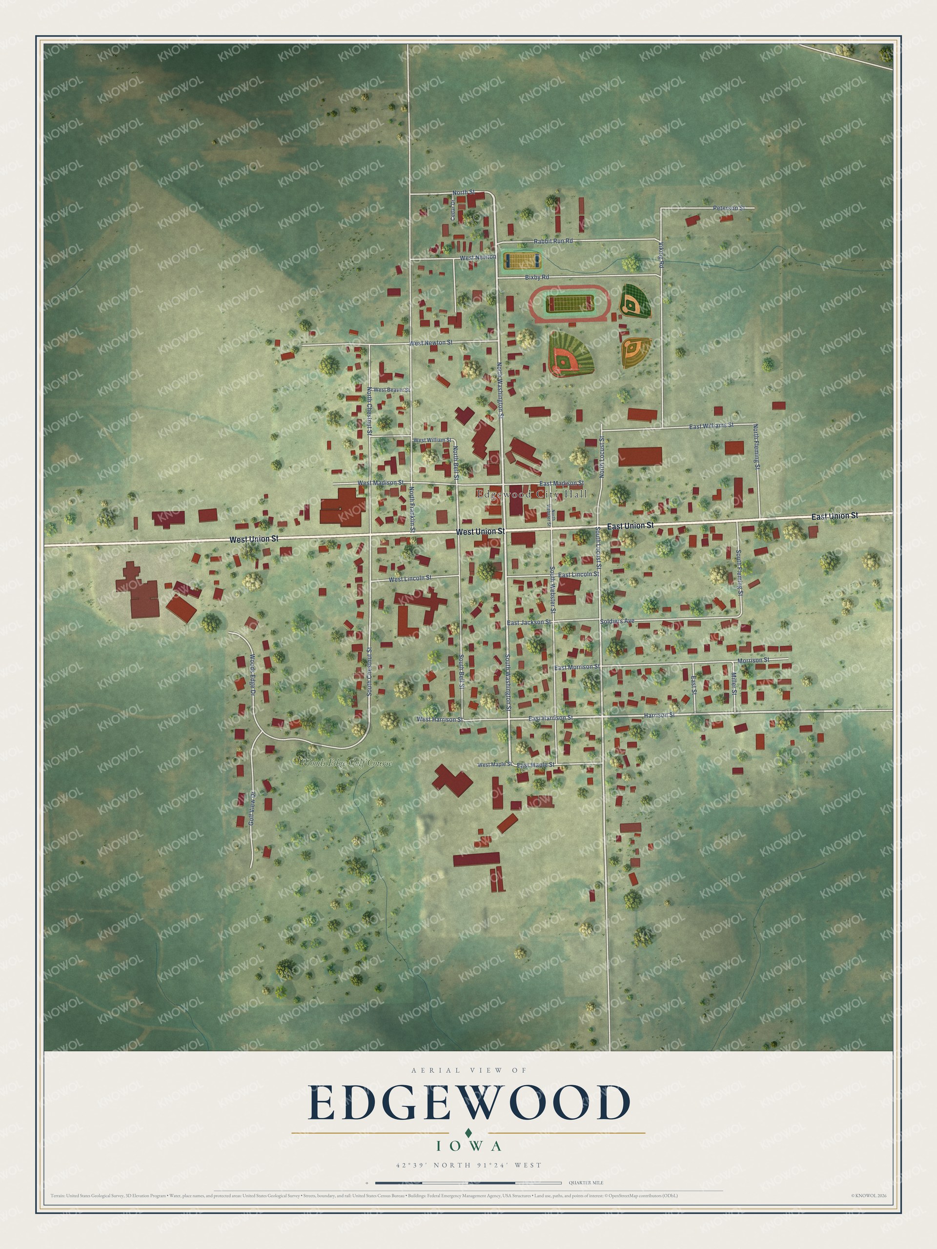 Watermarked full-map preview of Edgewood, Iowa