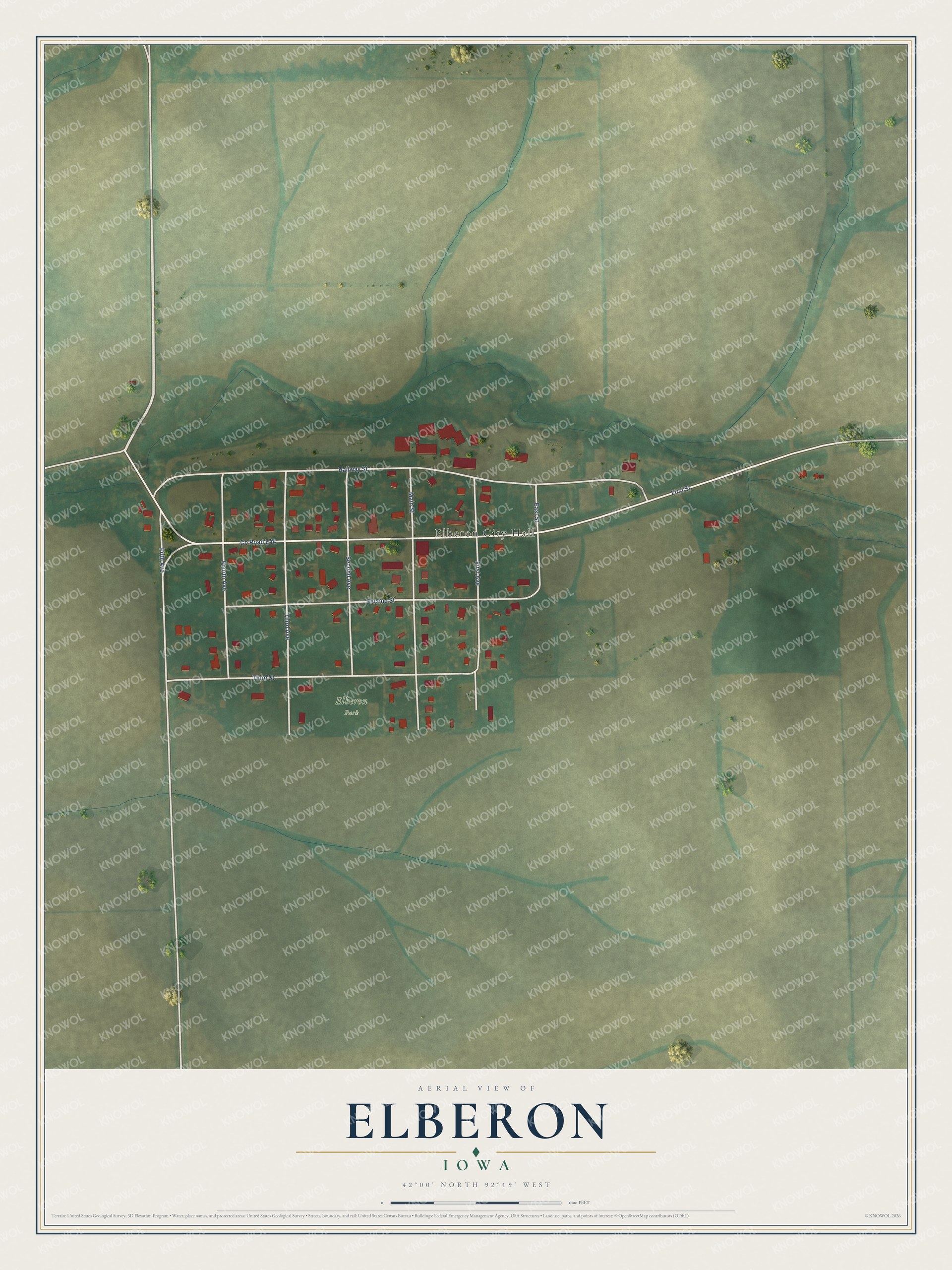 Watermarked full-map preview of Elberon, Iowa