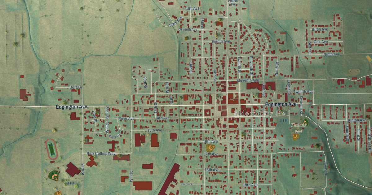 Map of Eldora, Iowa in 2026