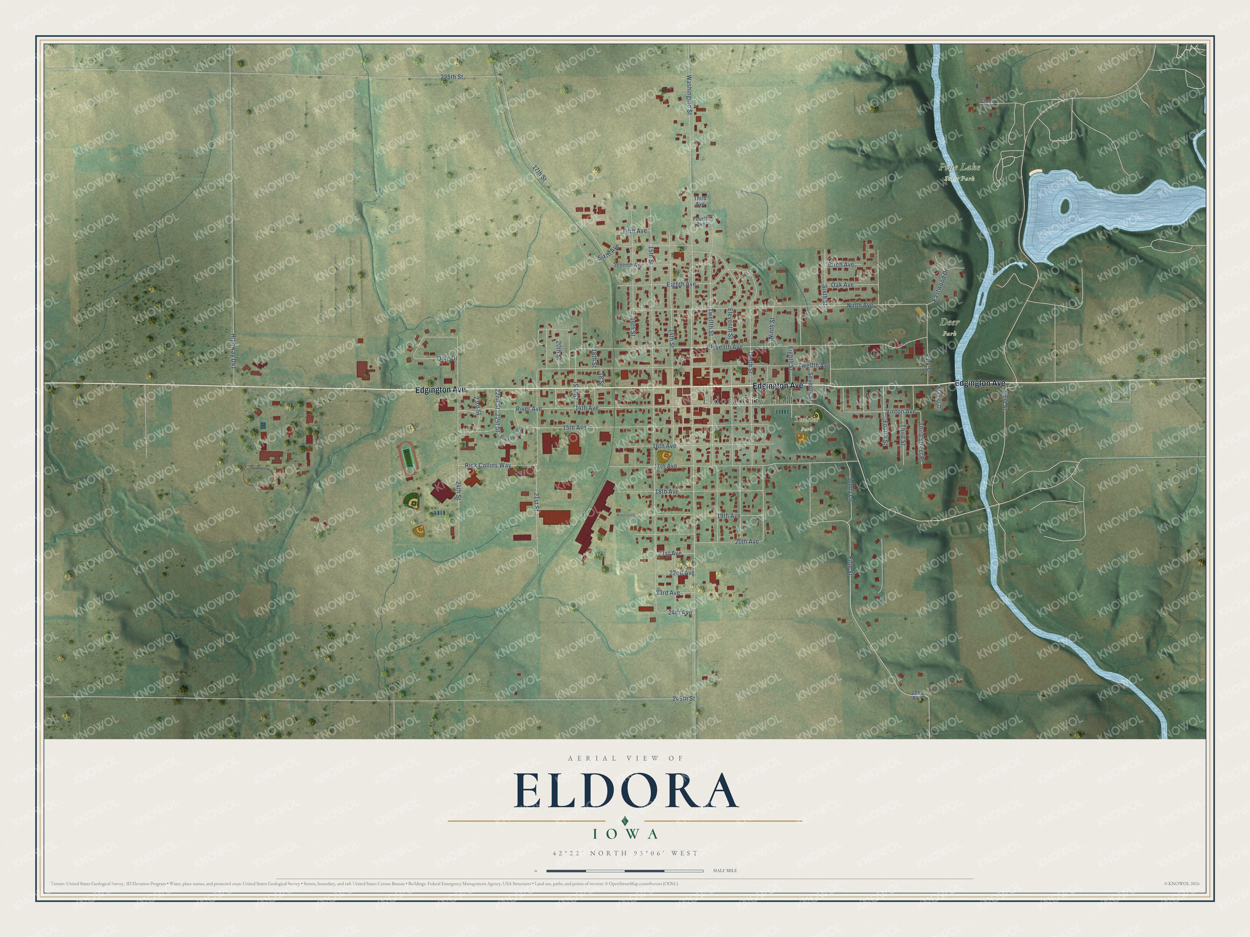 Watermarked full-map preview of Eldora, Iowa