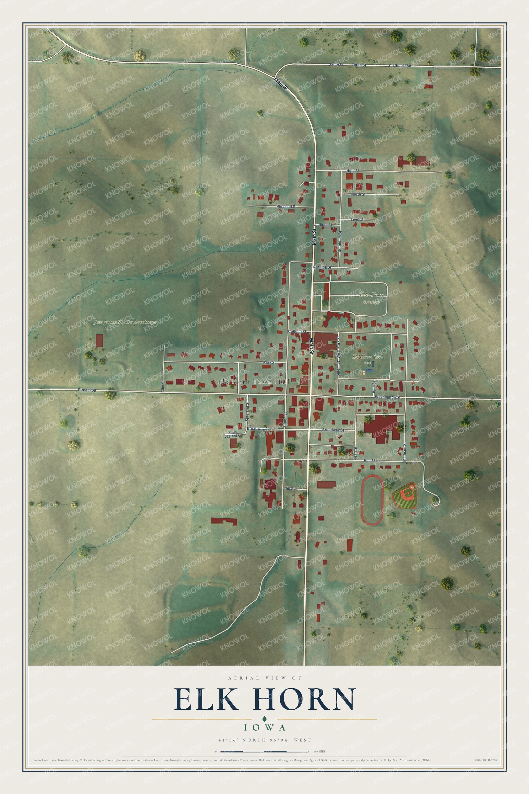 Watermarked full-map preview of Elk Horn, Iowa