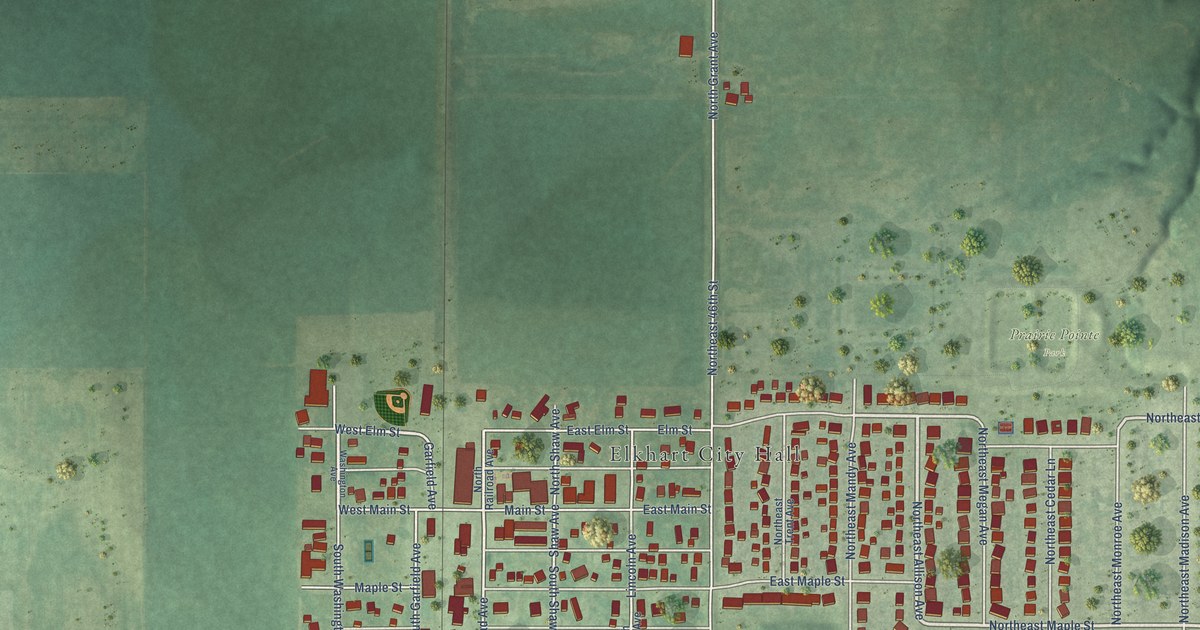 Map of Elkhart, Iowa in 2026