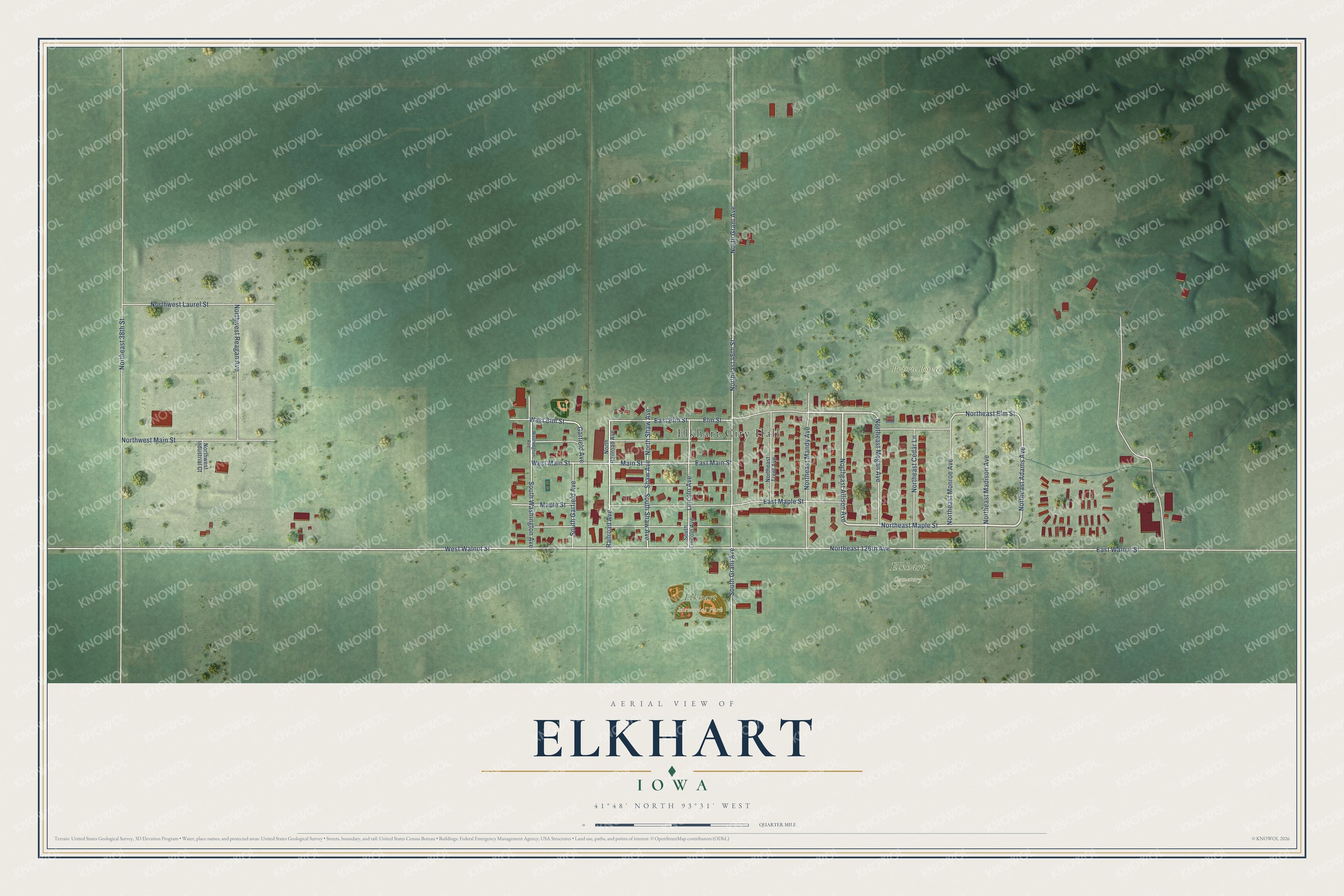 Watermarked full-map preview of Elkhart, Iowa