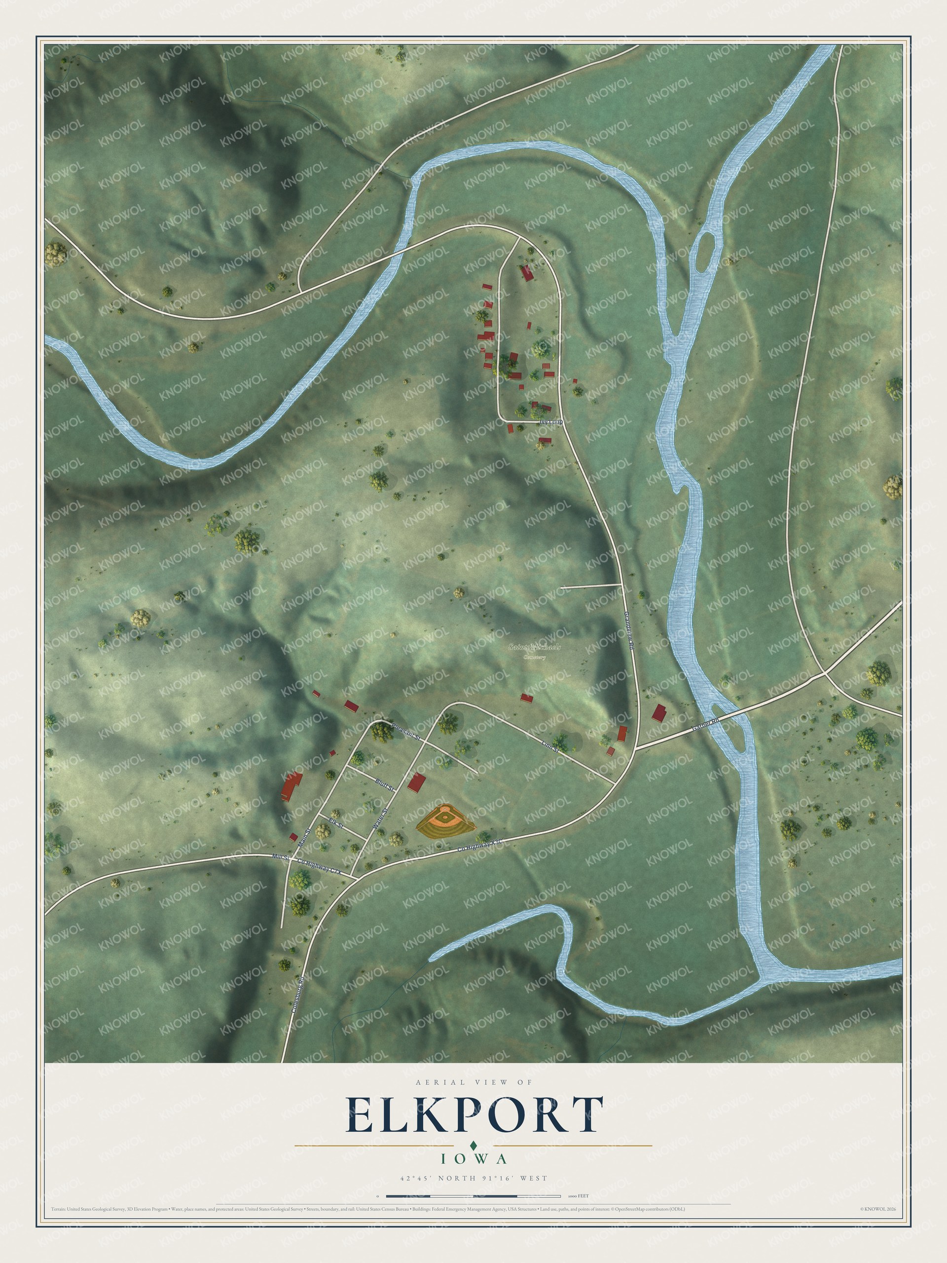 Watermarked full-map preview of Elkport, Iowa