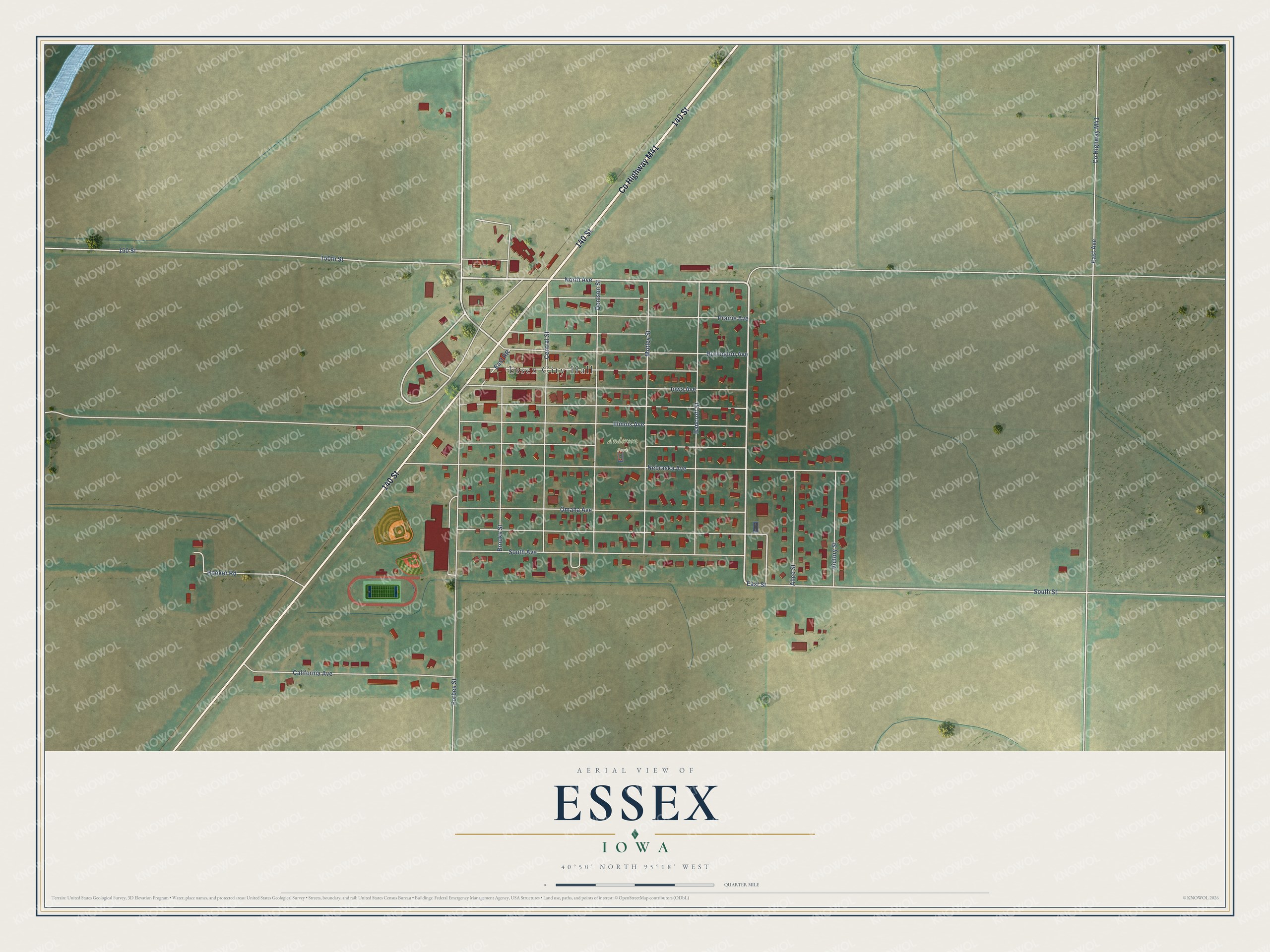 Watermarked full-map preview of Essex, Iowa