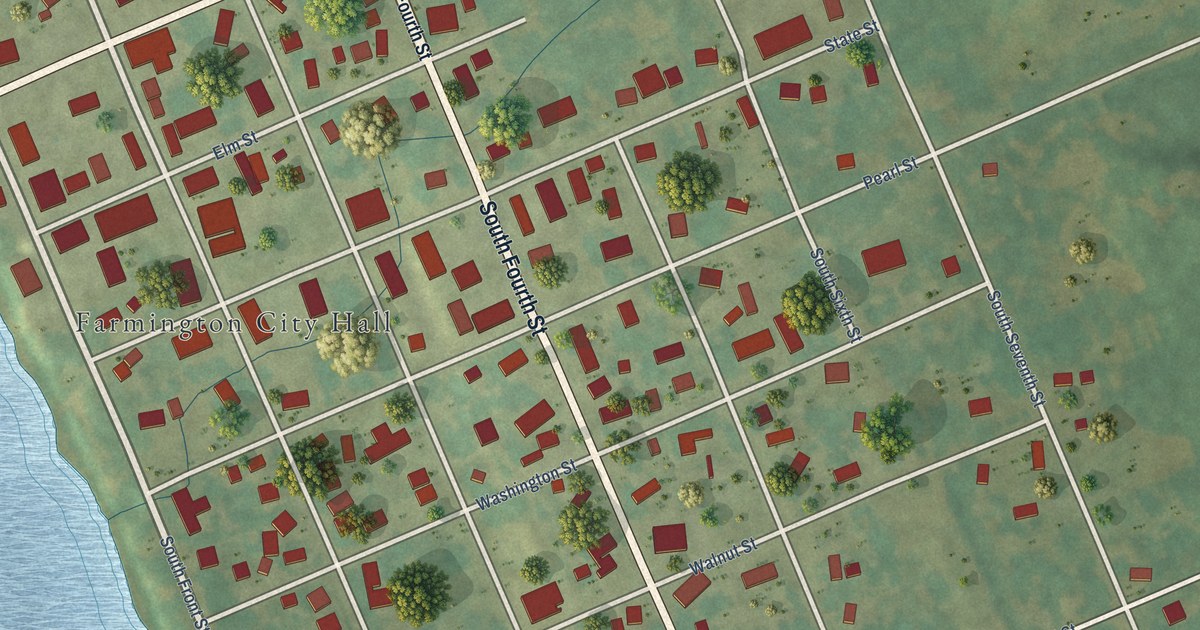 Map of Farmington, Iowa in 2026